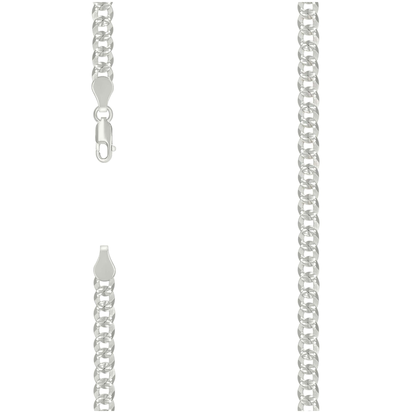 Sterling Silver Solid Pave Super Flat Cuban Chain