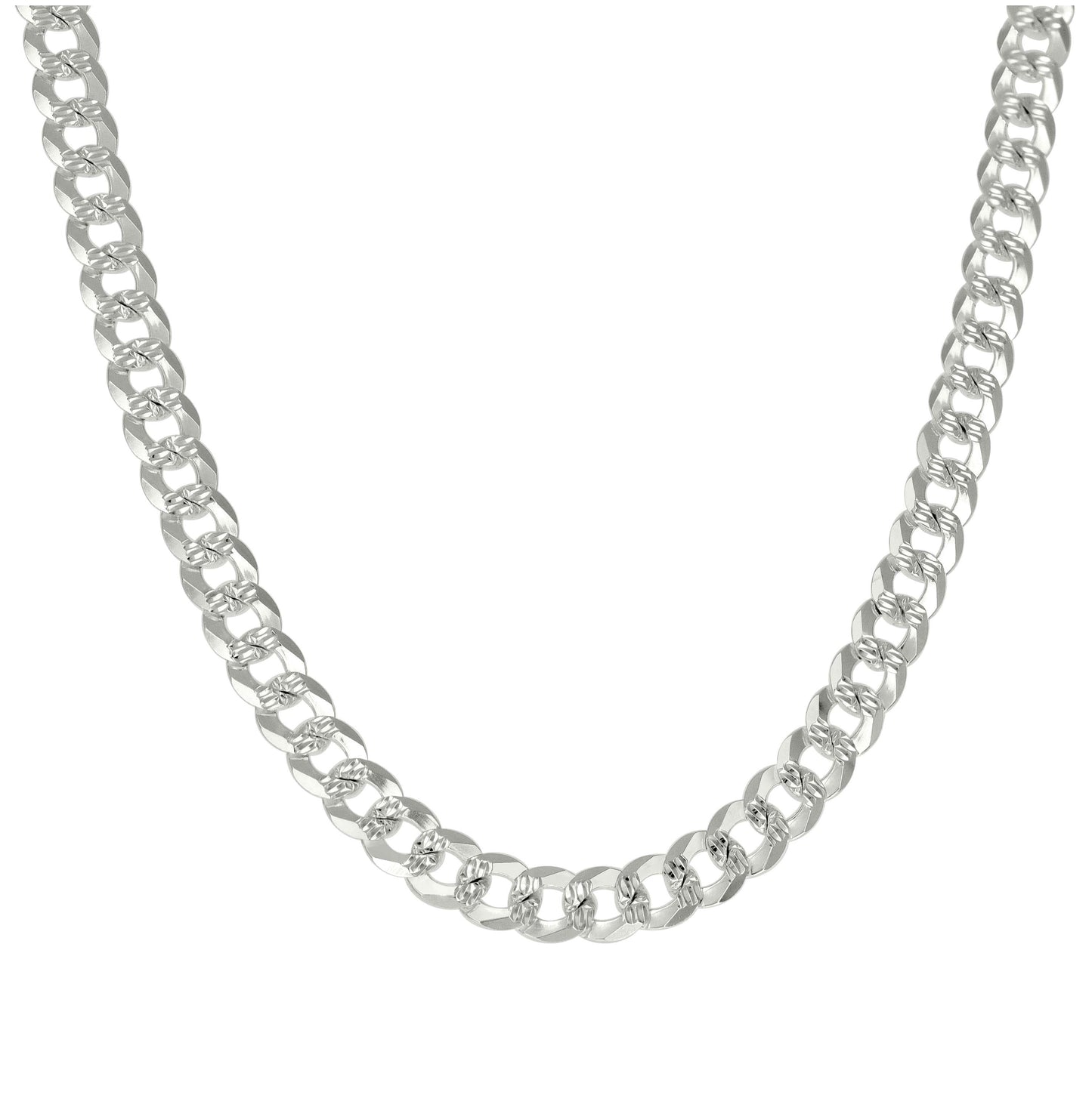 Sterling Silver Solid Pave Super Flat Cuban Chain