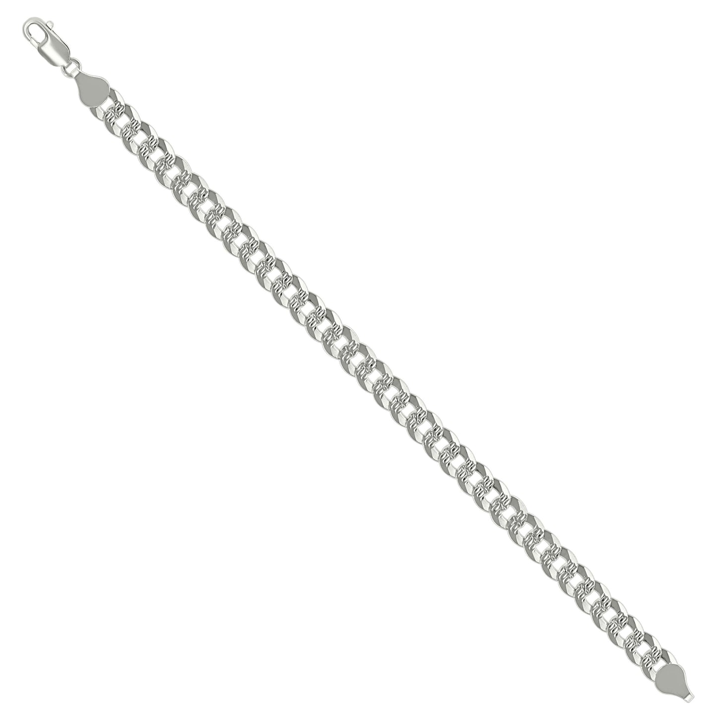 Sterling Silver Solid Pave Super Flat Cuban Chain