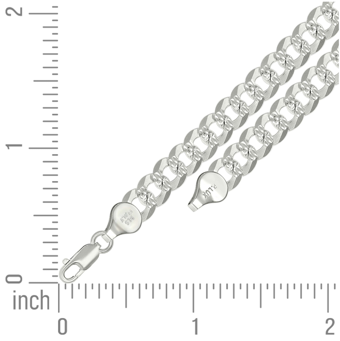 Sterling Silver Solid Pave Super Flat Cuban Chain