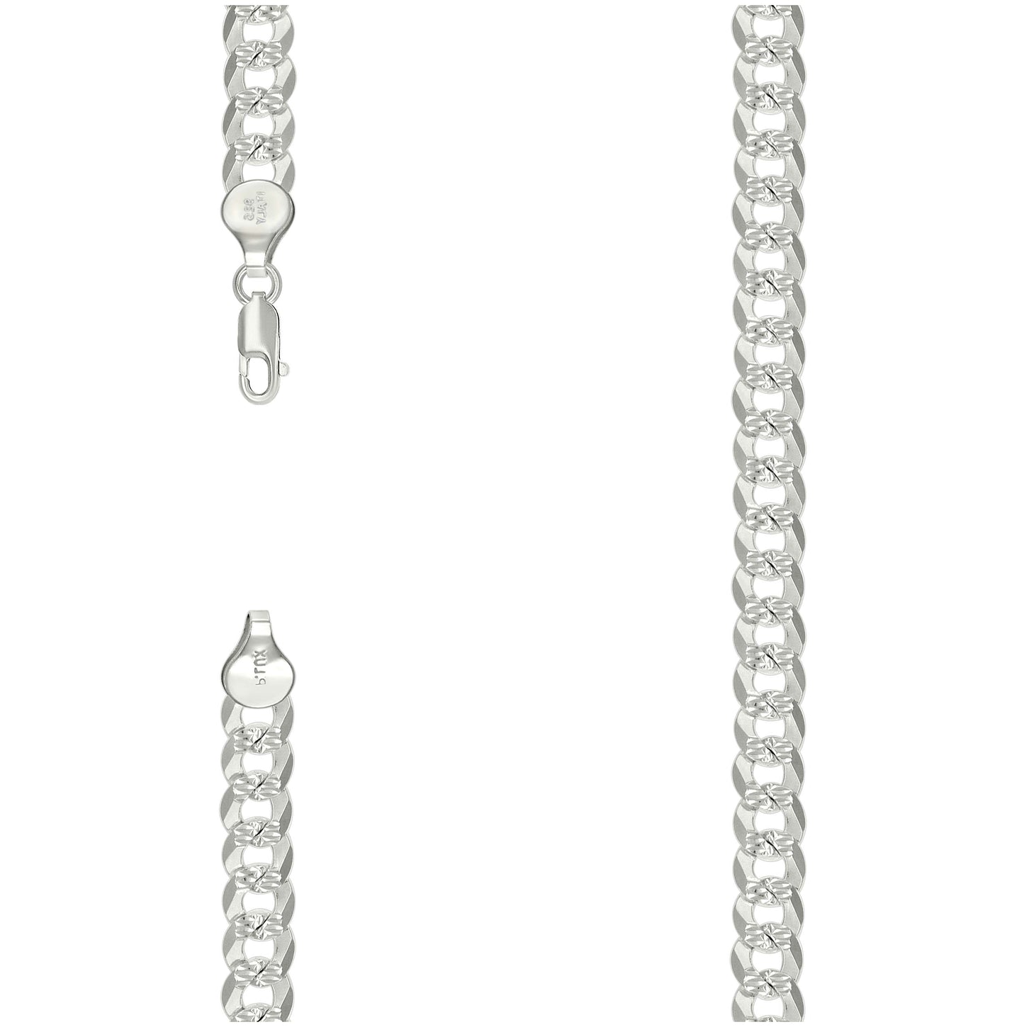 Sterling Silver Solid Pave Super Flat Cuban Chain