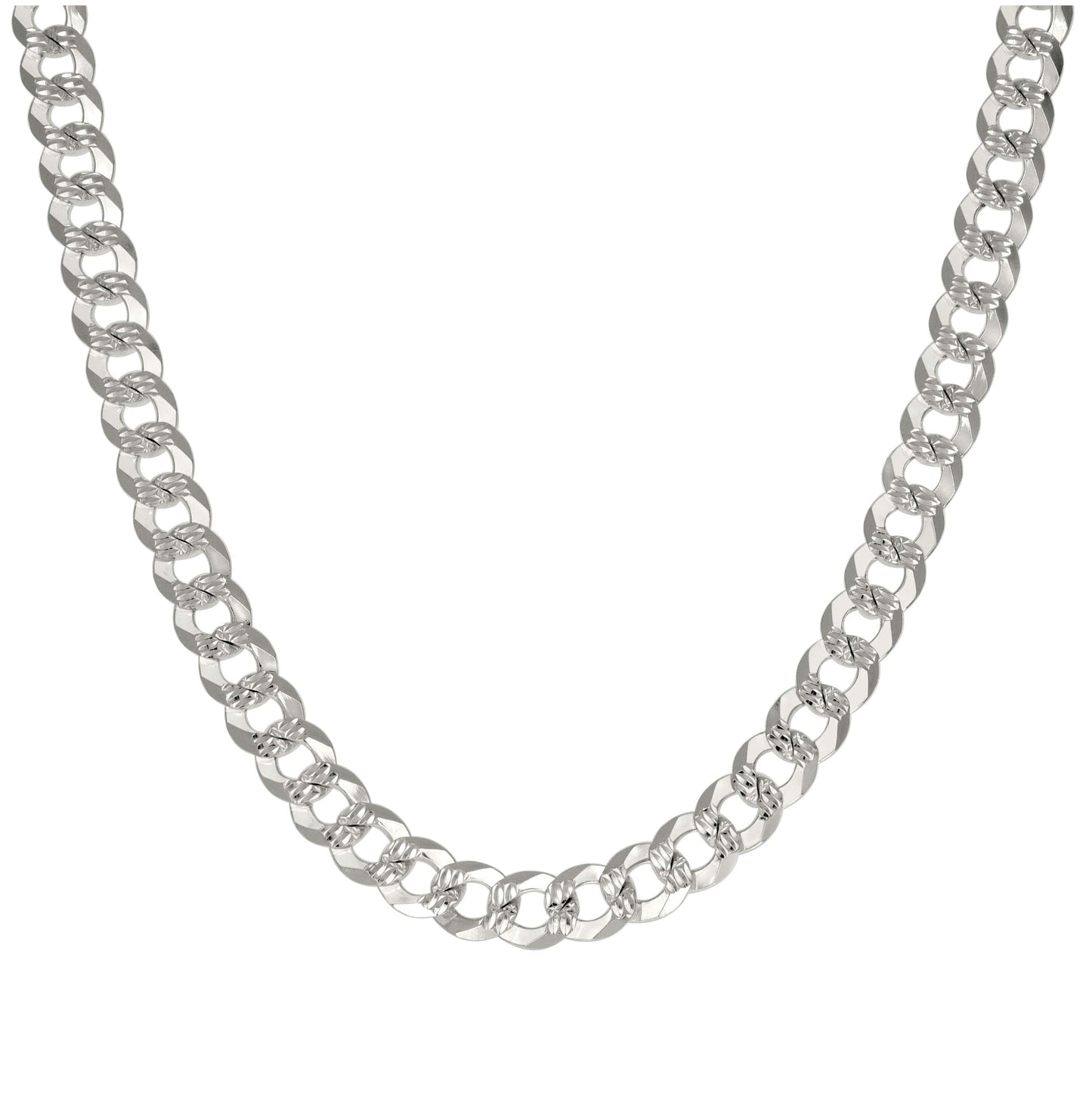 Sterling Silver Solid Pave Super Flat Cuban Chain