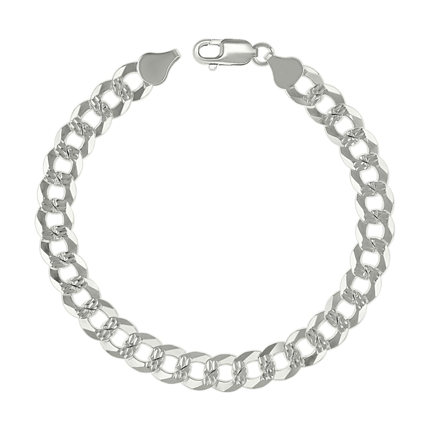 Sterling Silver Solid Pave Super Flat Cuban Chain