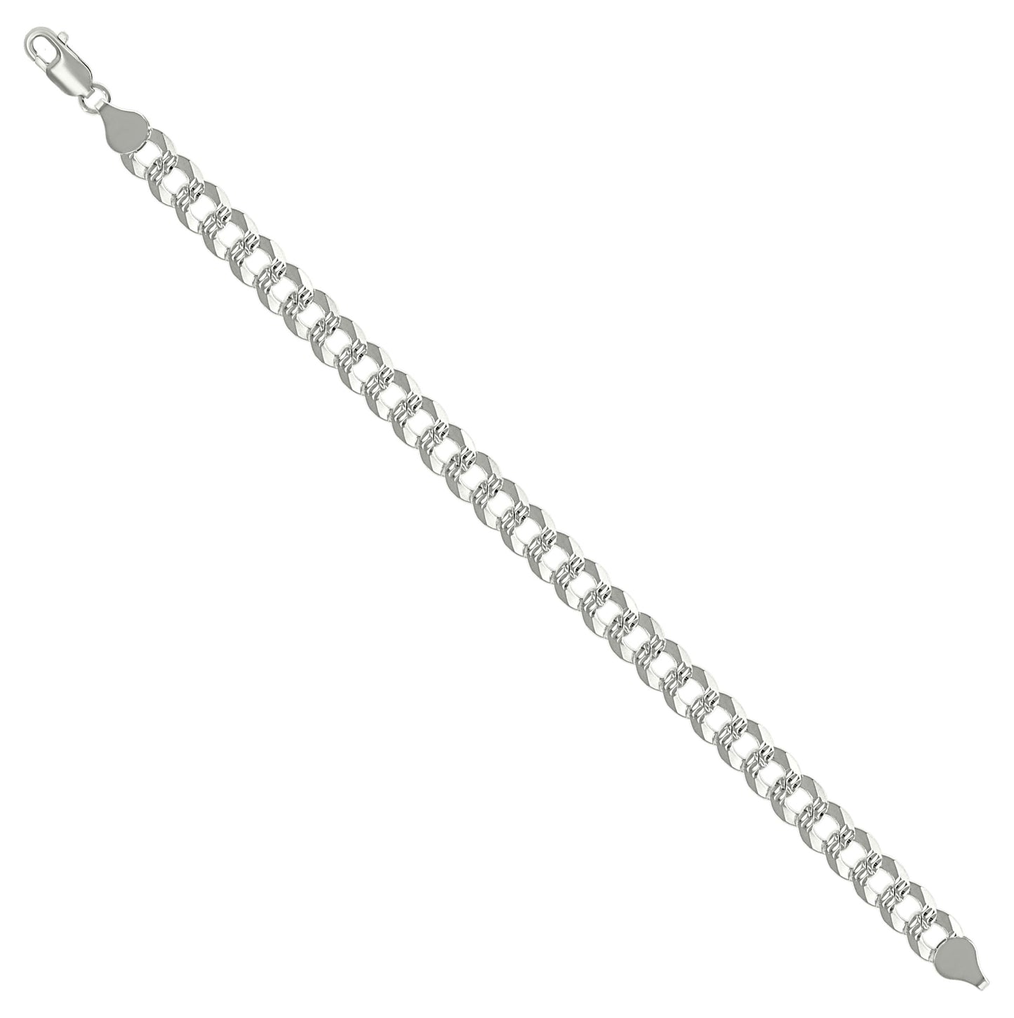 Sterling Silver Solid Pave Super Flat Cuban Chain