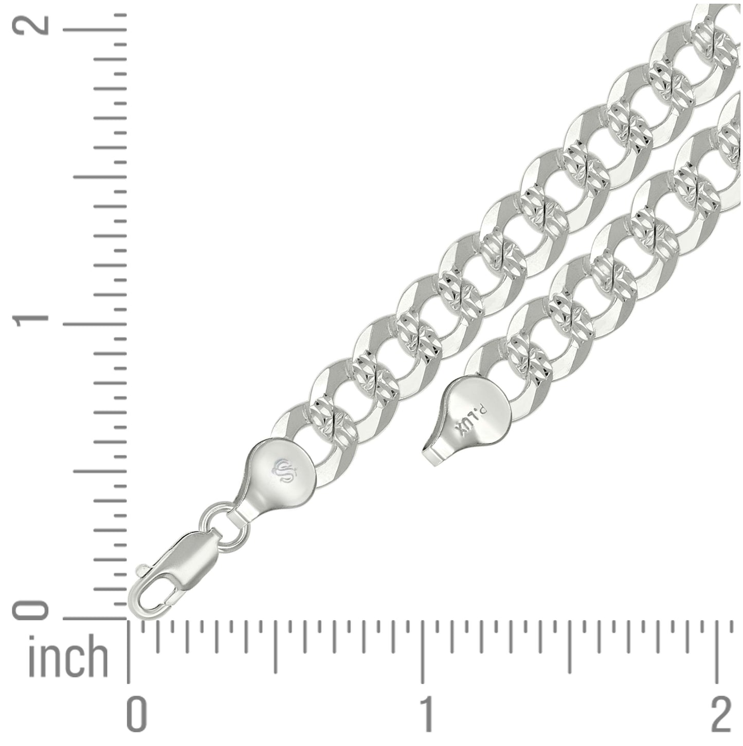 Sterling Silver Solid Pave Super Flat Cuban Chain
