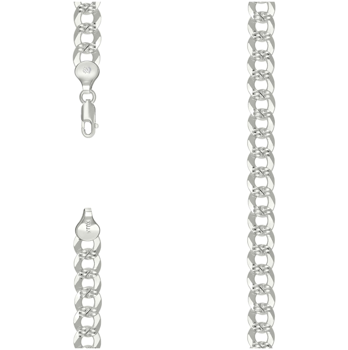 Sterling Silver Solid Pave Super Flat Cuban Chain