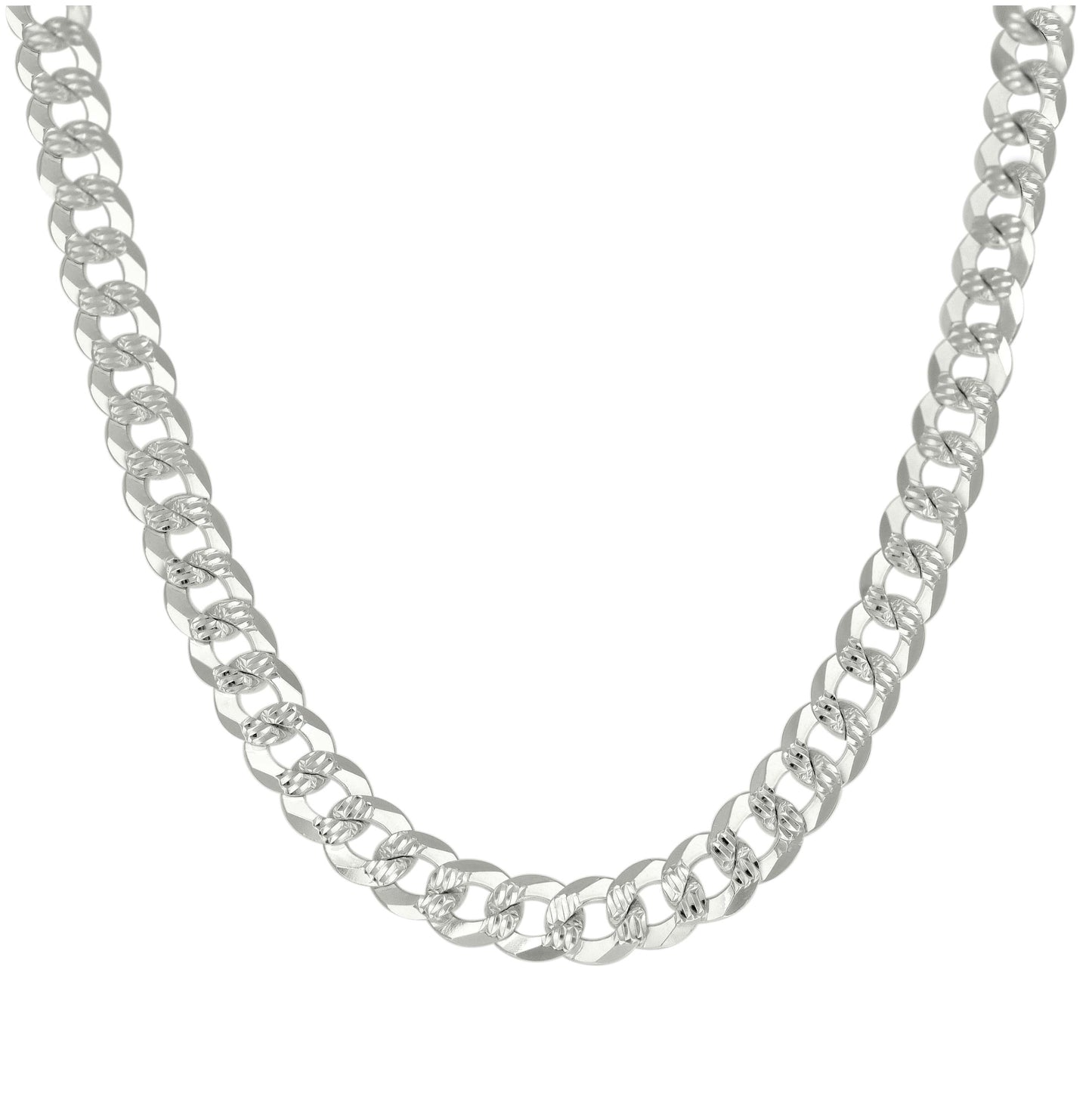 Sterling Silver Solid Pave Super Flat Cuban Chain