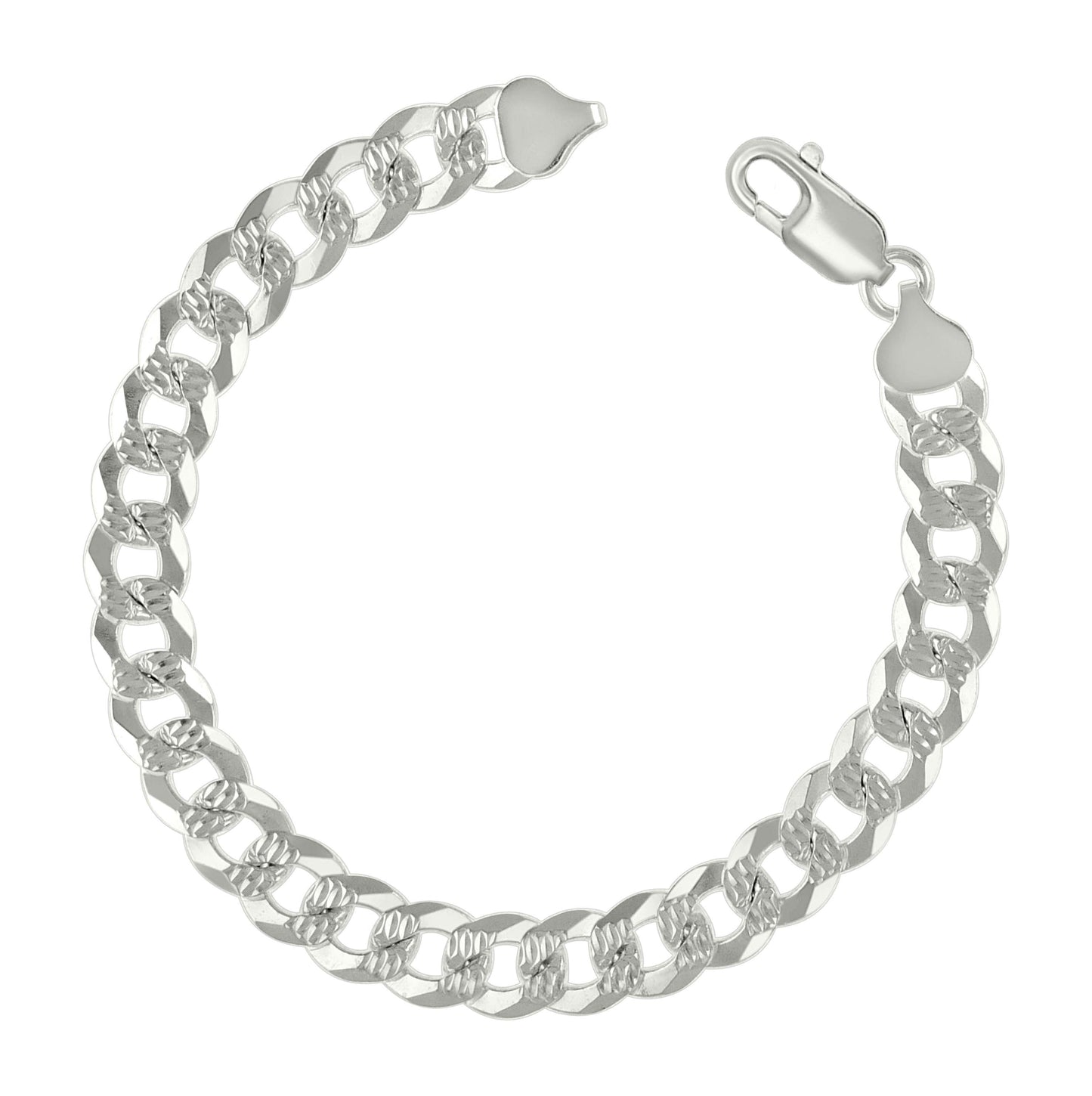 Sterling Silver Solid Pave Super Flat Cuban Chain
