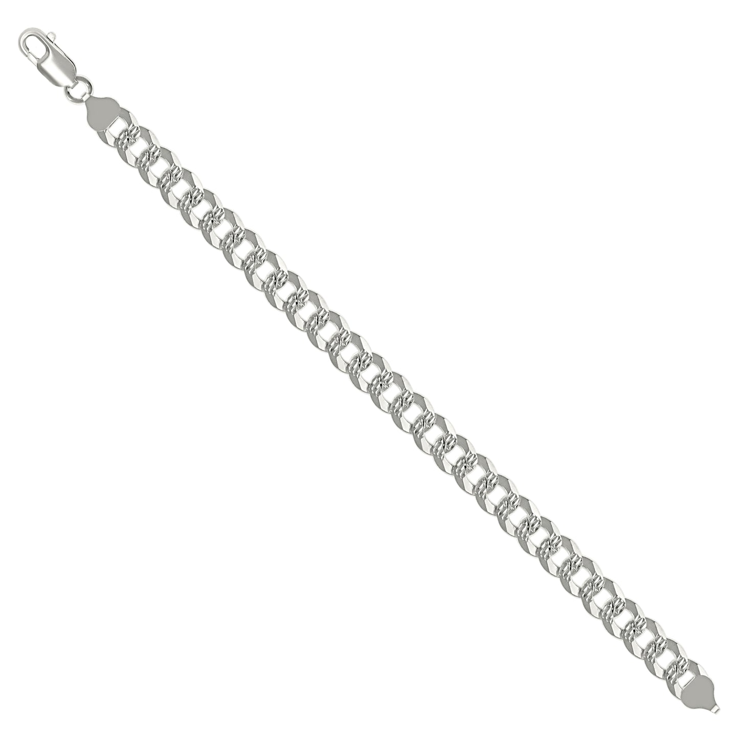 Sterling Silver Solid Pave Super Flat Cuban Chain