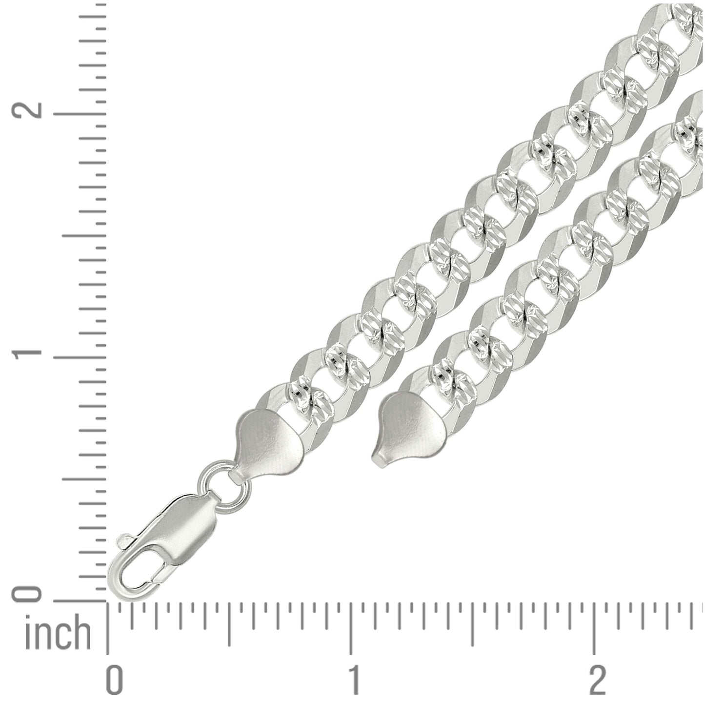 Sterling Silver Solid Pave Super Flat Cuban Chain