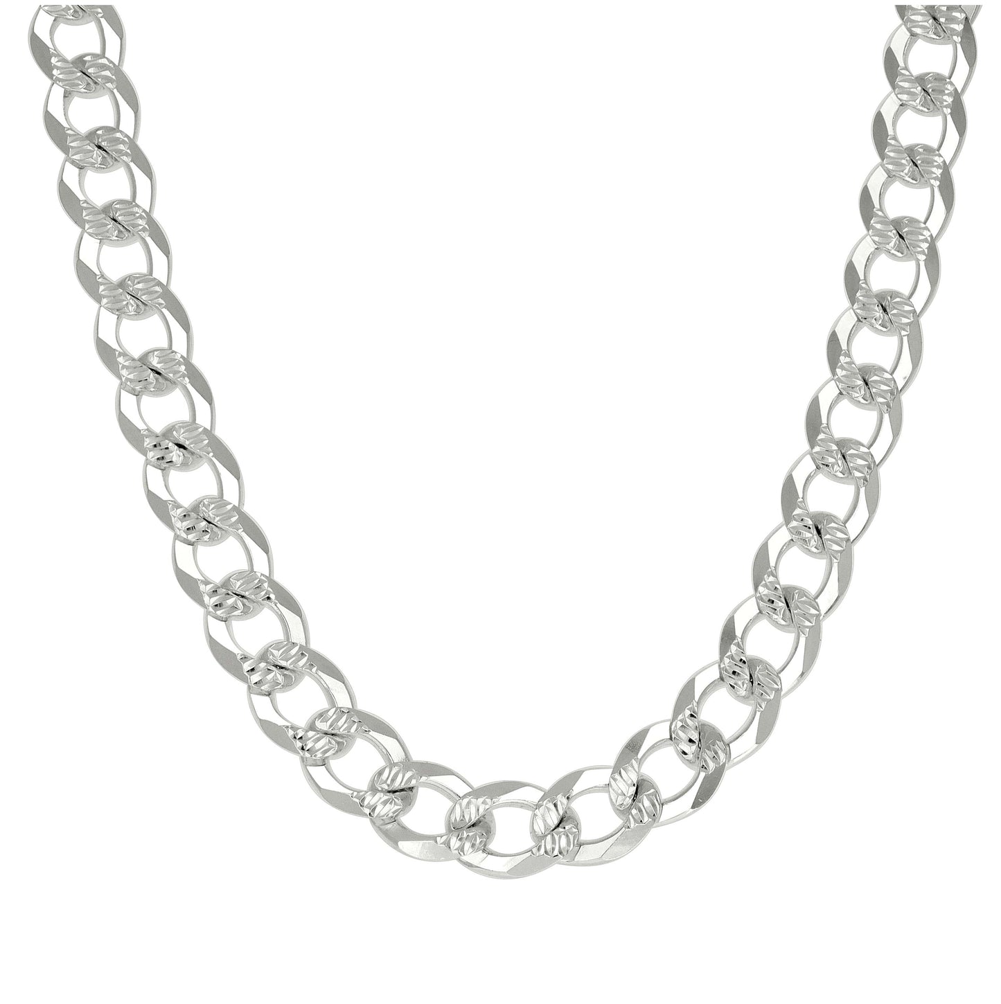 Sterling Silver Solid Pave Super Flat Cuban Chain