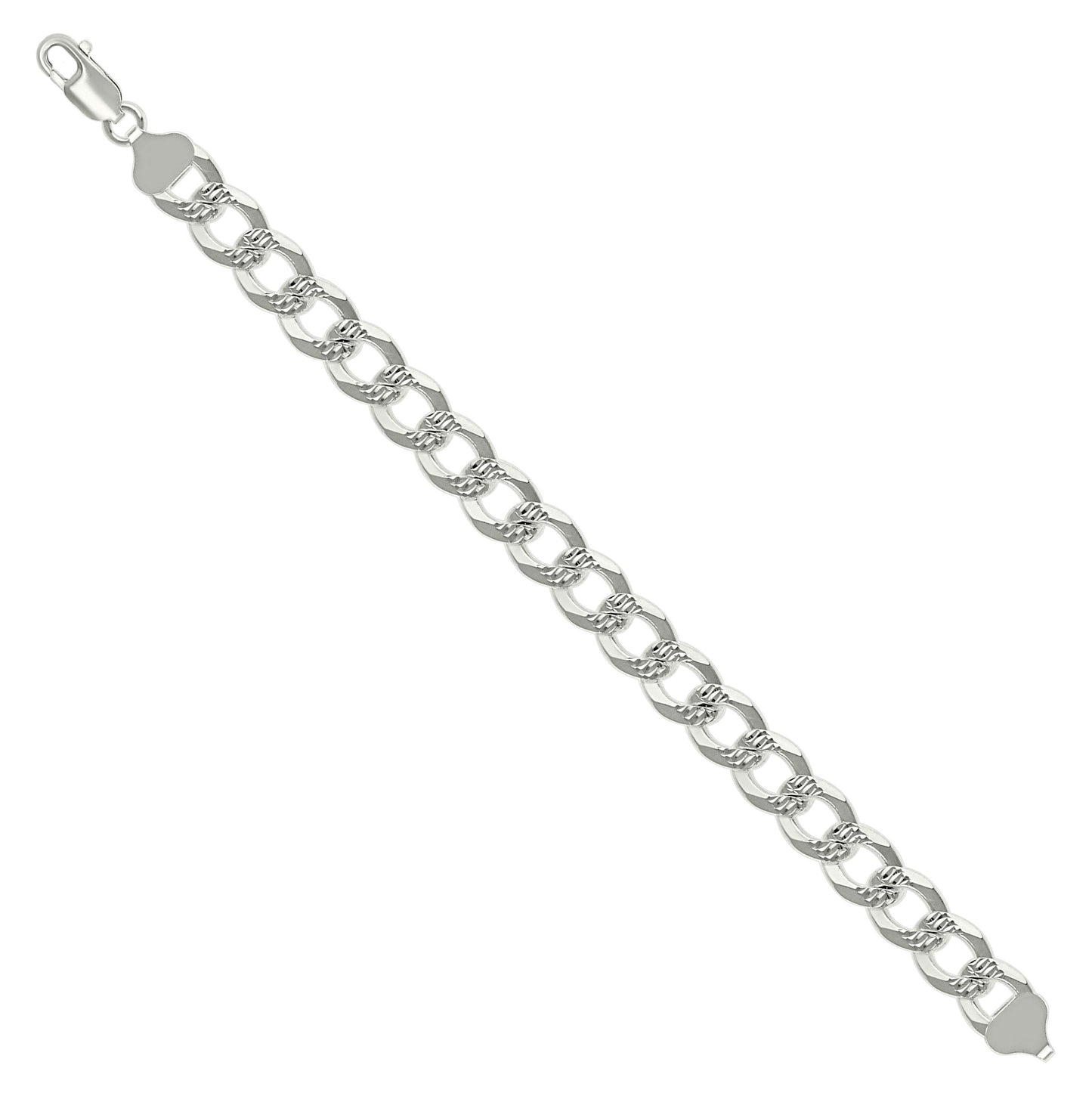 Sterling Silver Solid Pave Super Flat Cuban Chain