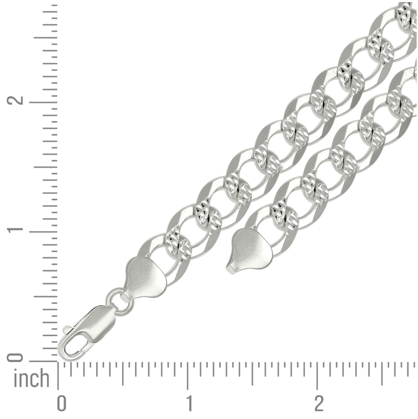 Sterling Silver Solid Pave Super Flat Cuban Chain
