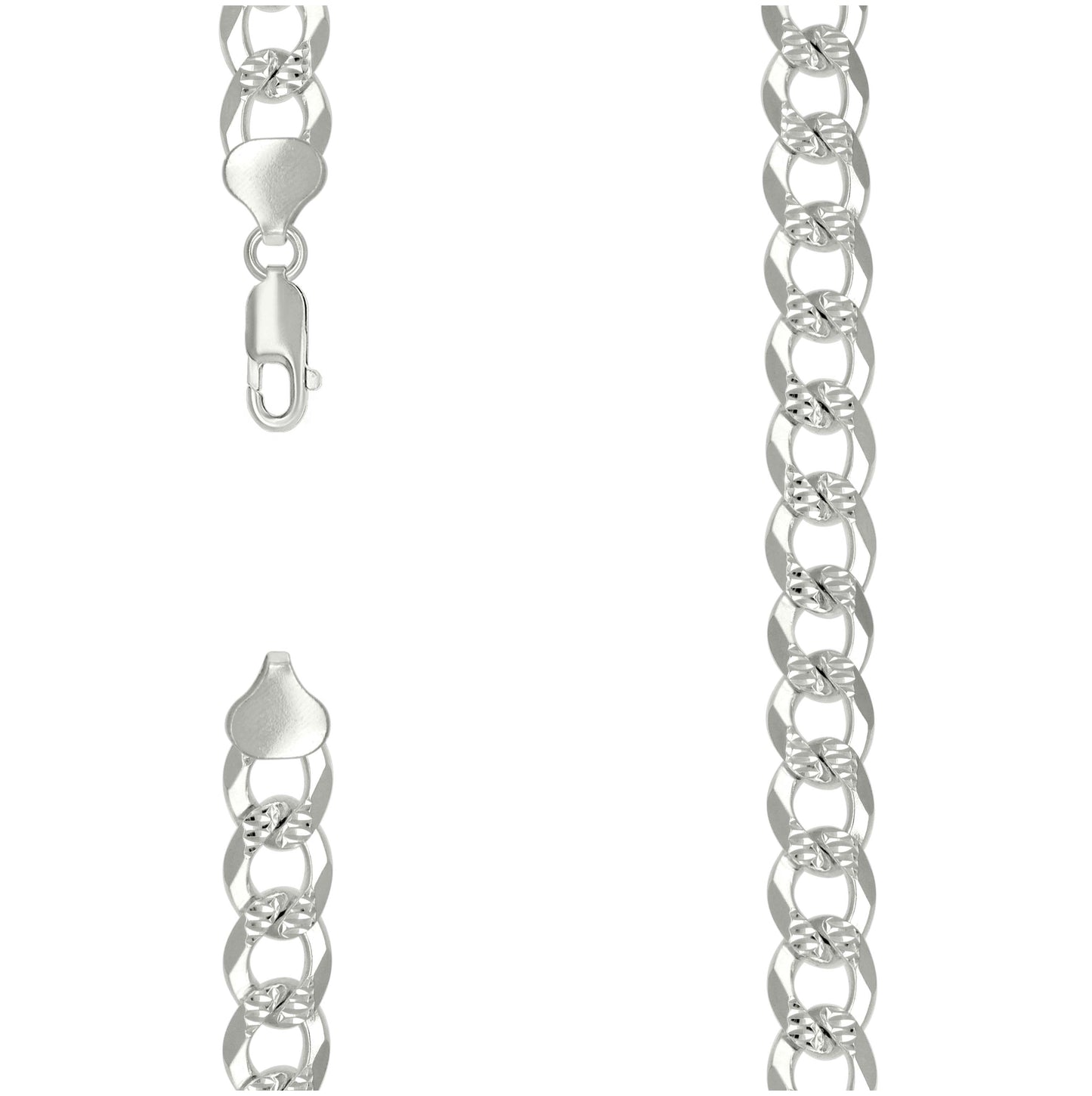 Sterling Silver Solid Pave Super Flat Cuban Chain