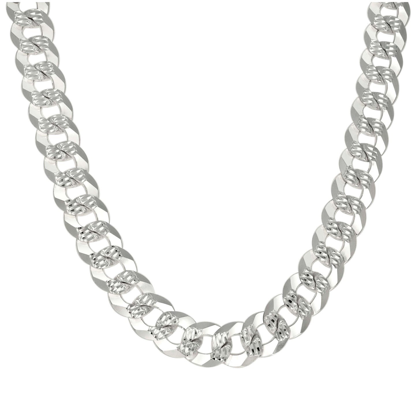Sterling Silver Solid Pave Super Flat Cuban Chain