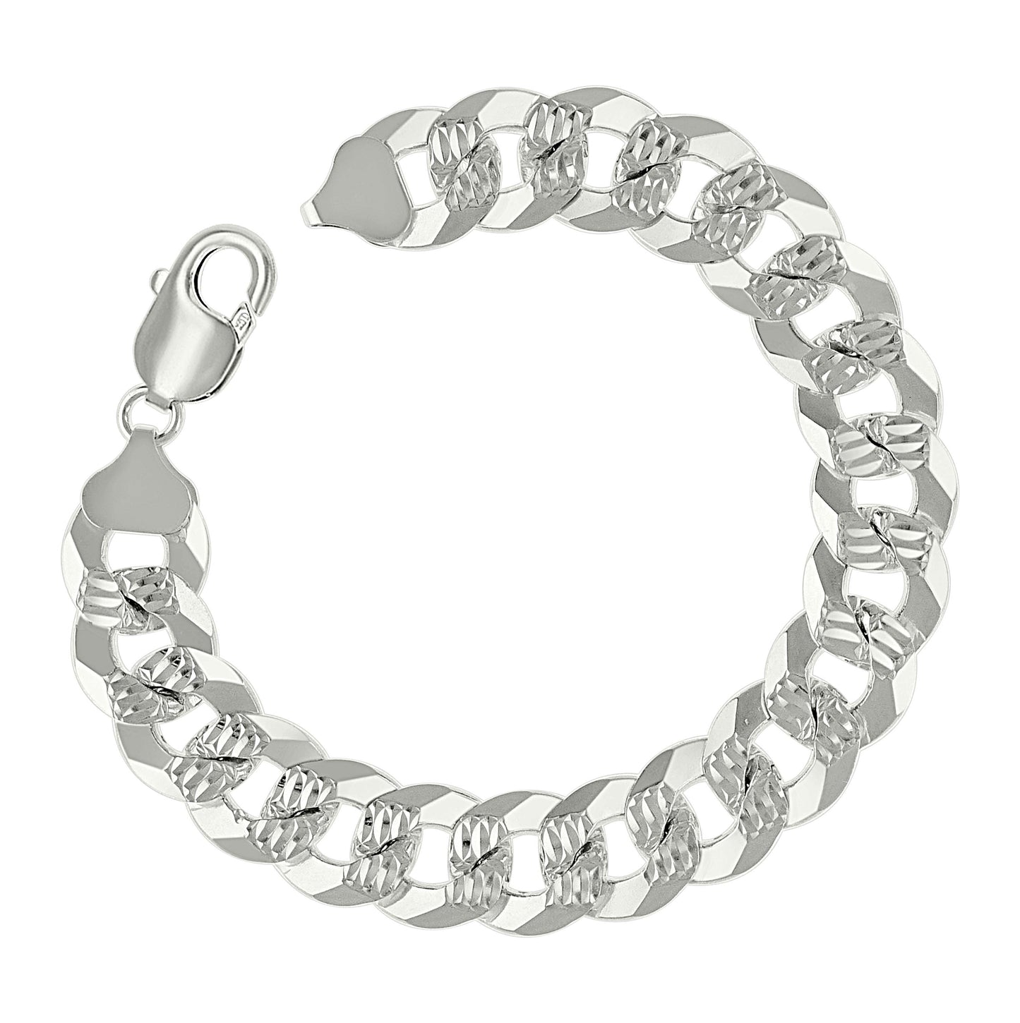 Sterling Silver Solid Pave Super Flat Cuban Chain
