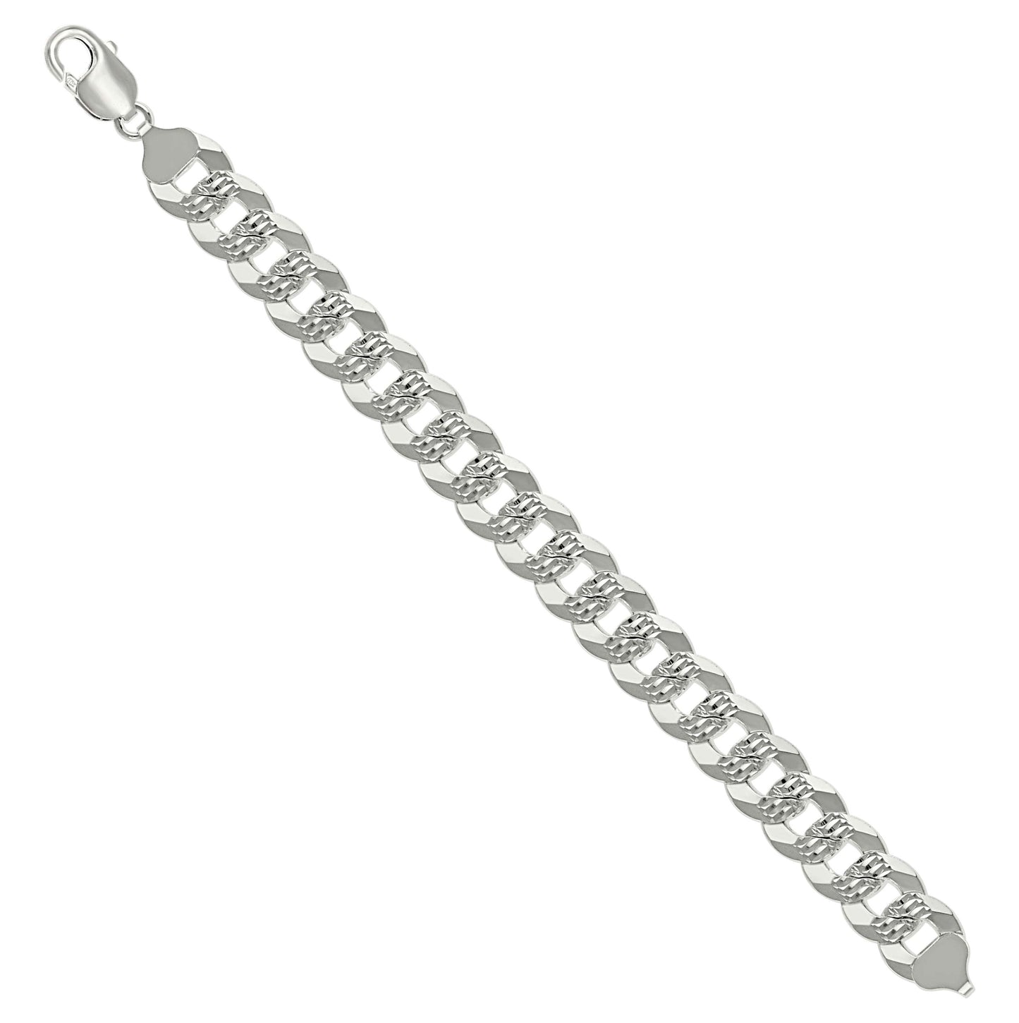 Sterling Silver Solid Pave Super Flat Cuban Chain