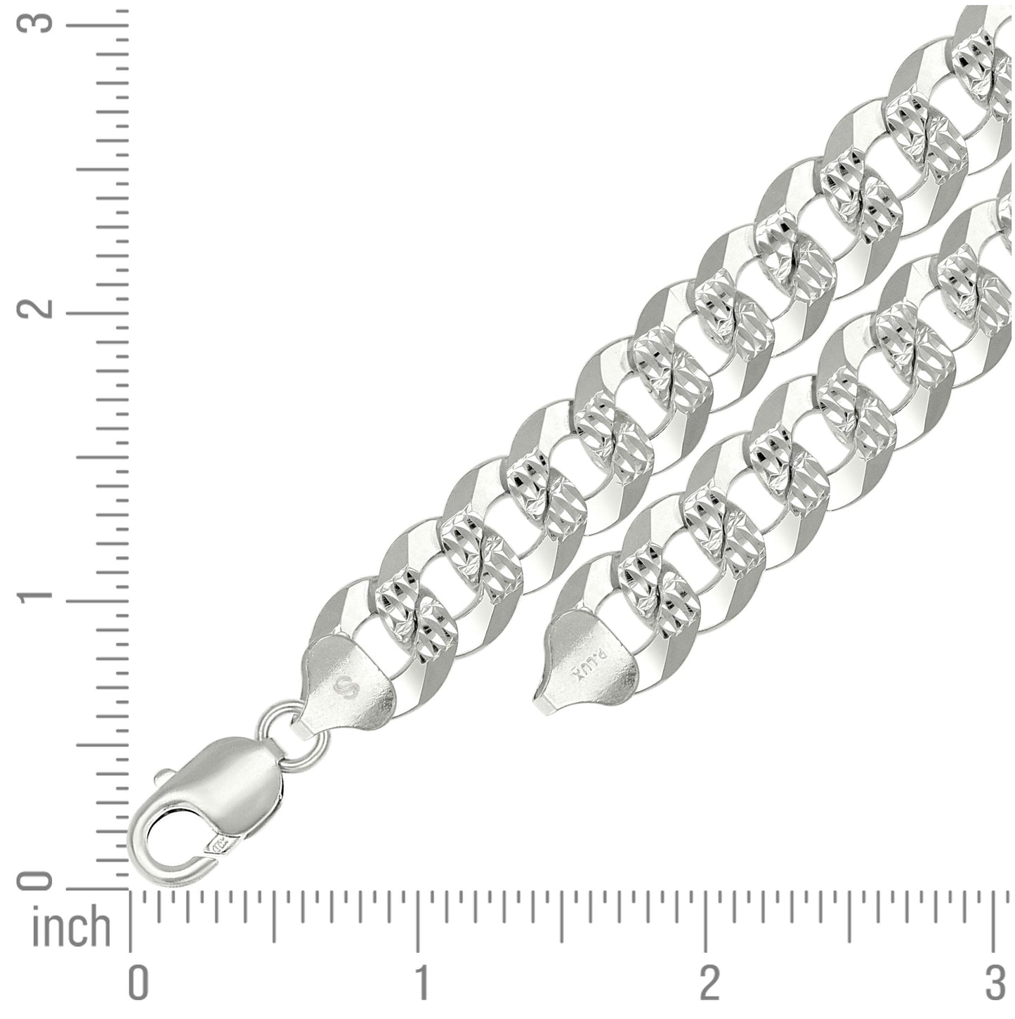 Sterling Silver Solid Pave Super Flat Cuban Chain