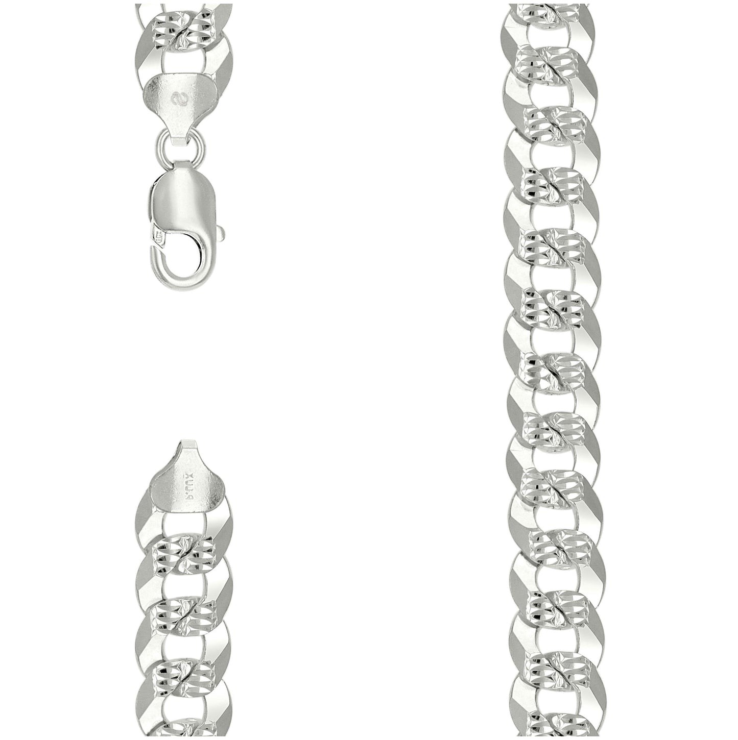 Sterling Silver Solid Pave Super Flat Cuban Chain