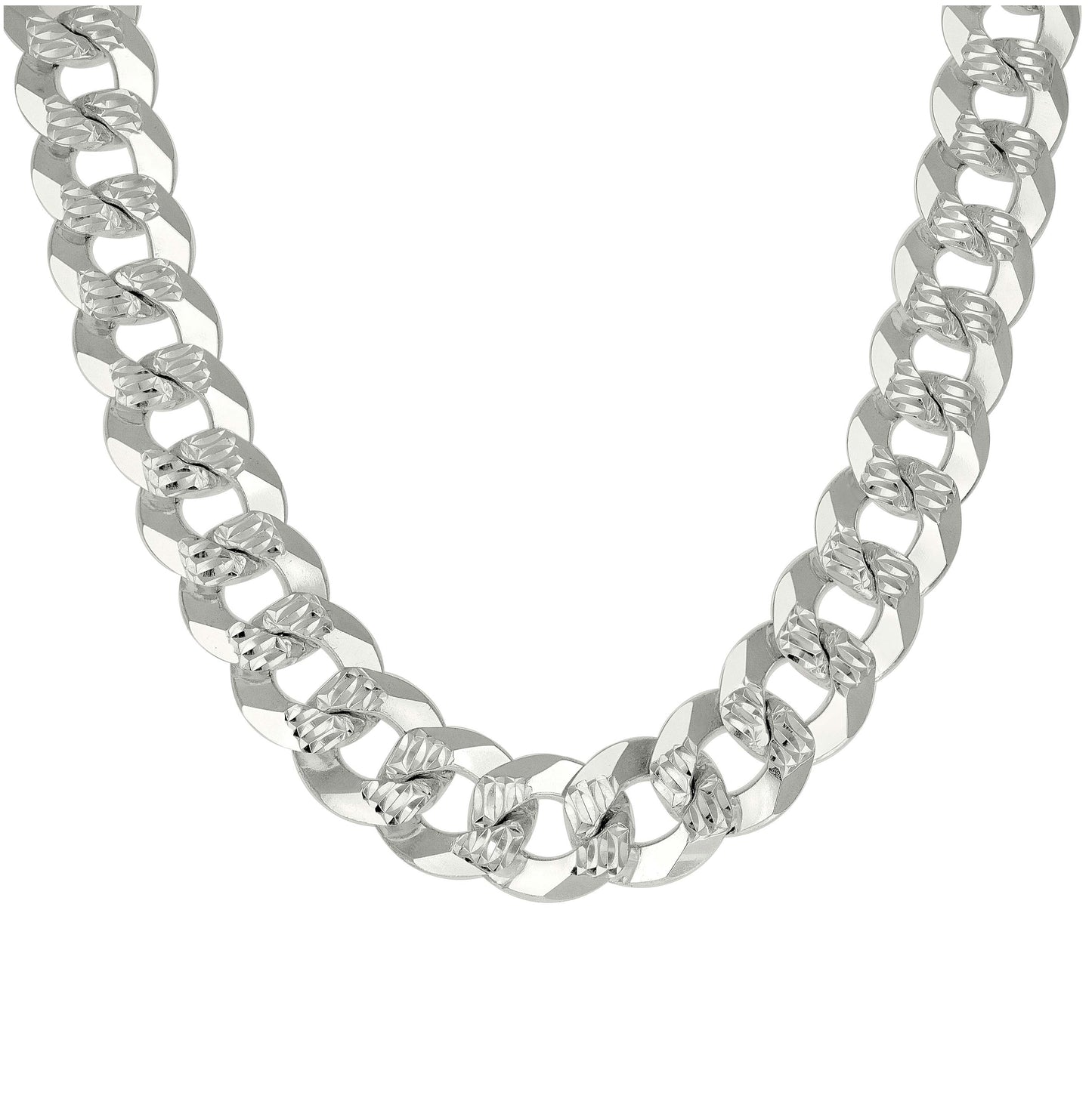 Sterling Silver Solid Pave Super Flat Cuban Chain