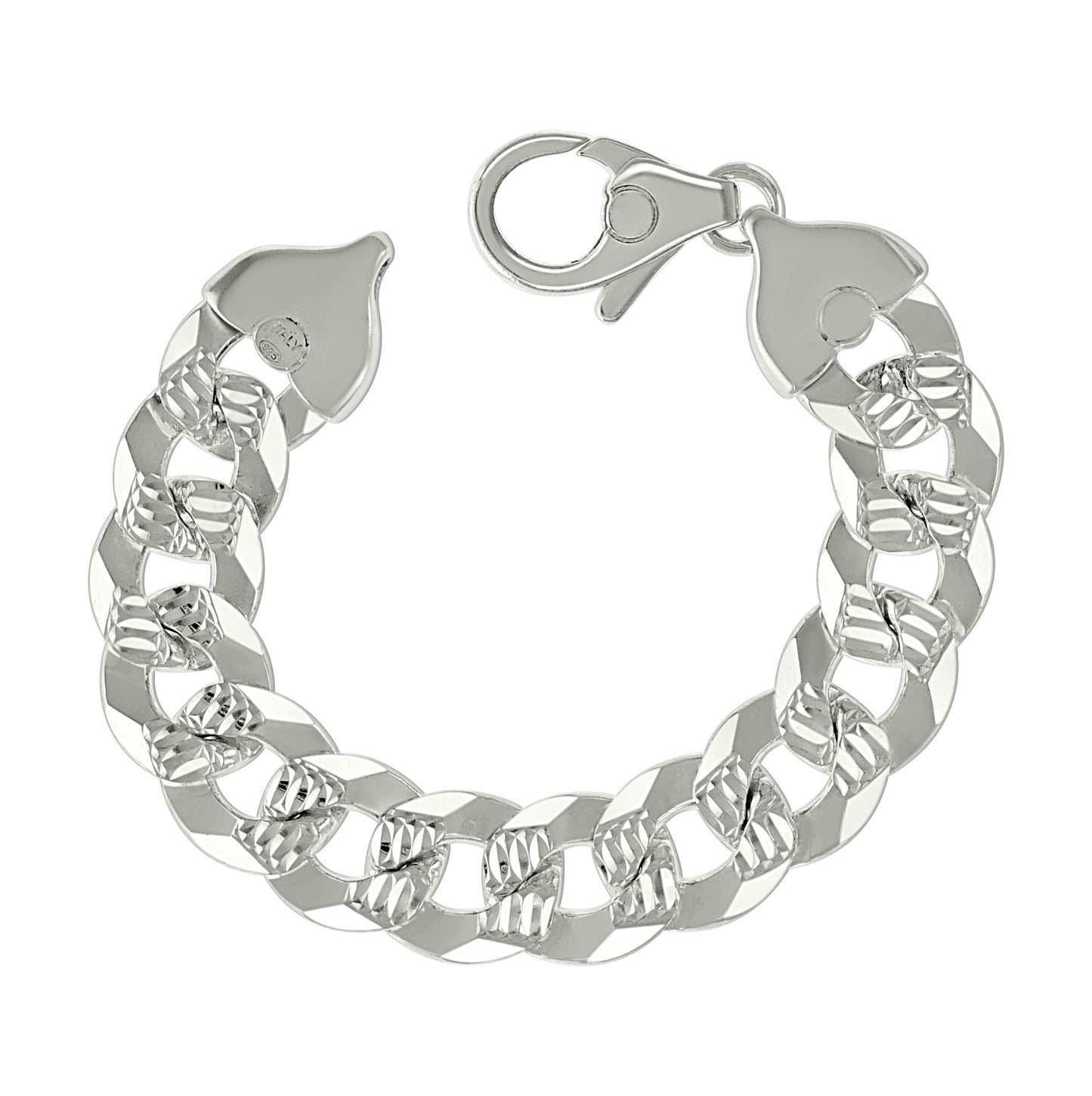 Sterling Silver Solid Pave Super Flat Cuban Chain