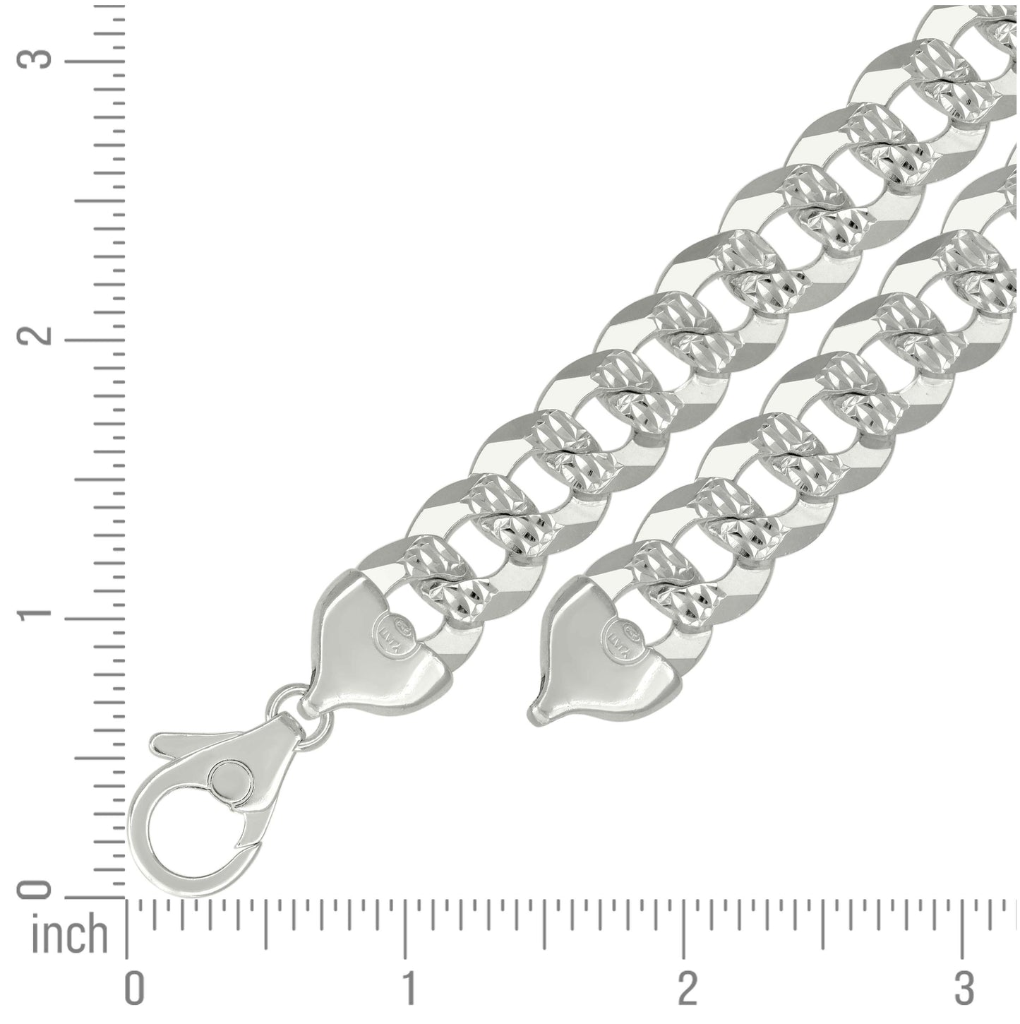 Sterling Silver Solid Pave Super Flat Cuban Chain