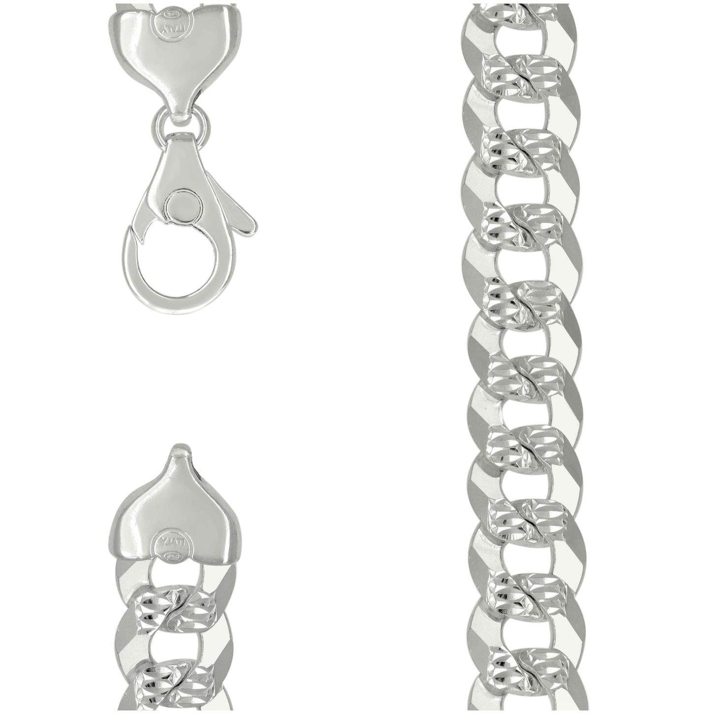 Sterling Silver Solid Pave Super Flat Cuban Chain
