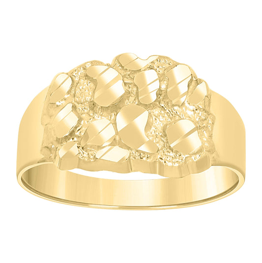 10K Yellow Gold Womens Nugget Fashion Ring Size 6