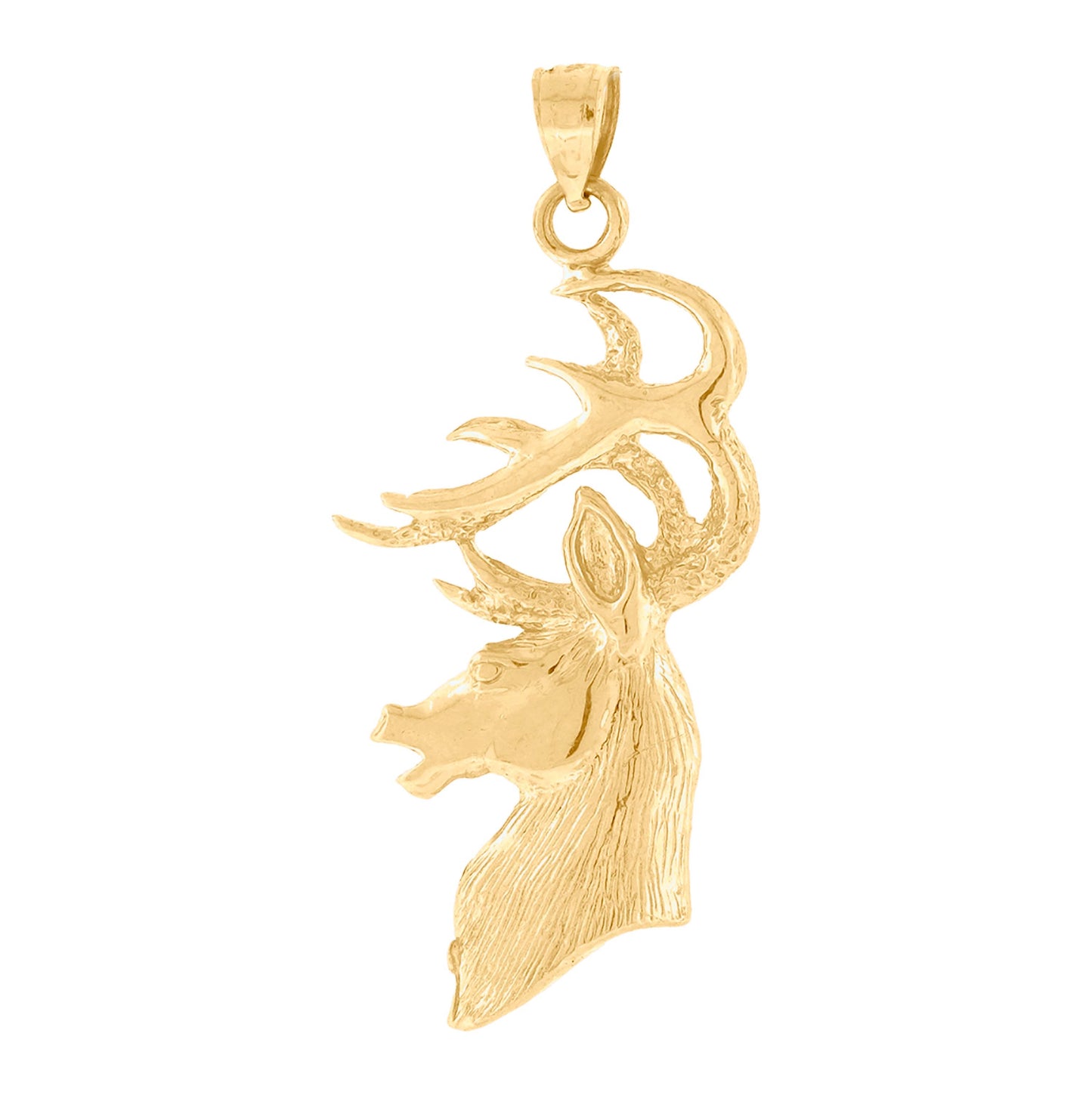 10K Yellow Gold Womens Mens Unisex Deer Face Animal Charm Pendant