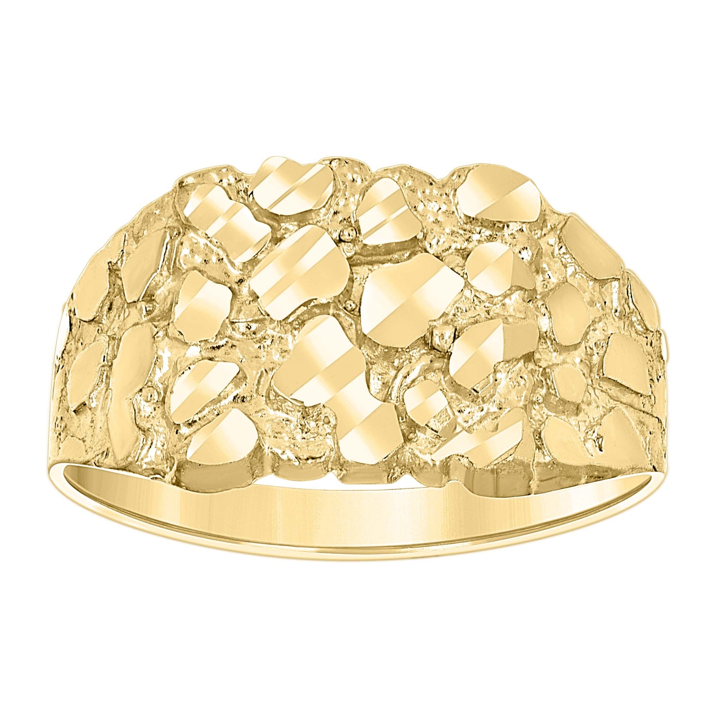 10K Yellow Gold Unisex Diamond-cut Nugget Fashion Bridal Anniversary Wedding Engagement Band Ring