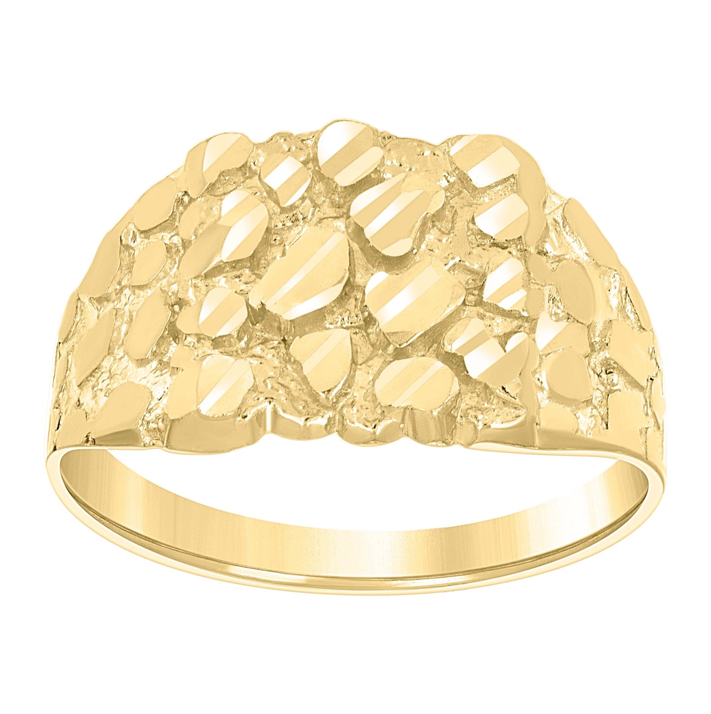 10K Yellow Gold Unisex Diamond-cut Nugget Fashion Bridal Anniversary Wedding Engagement Band Ring