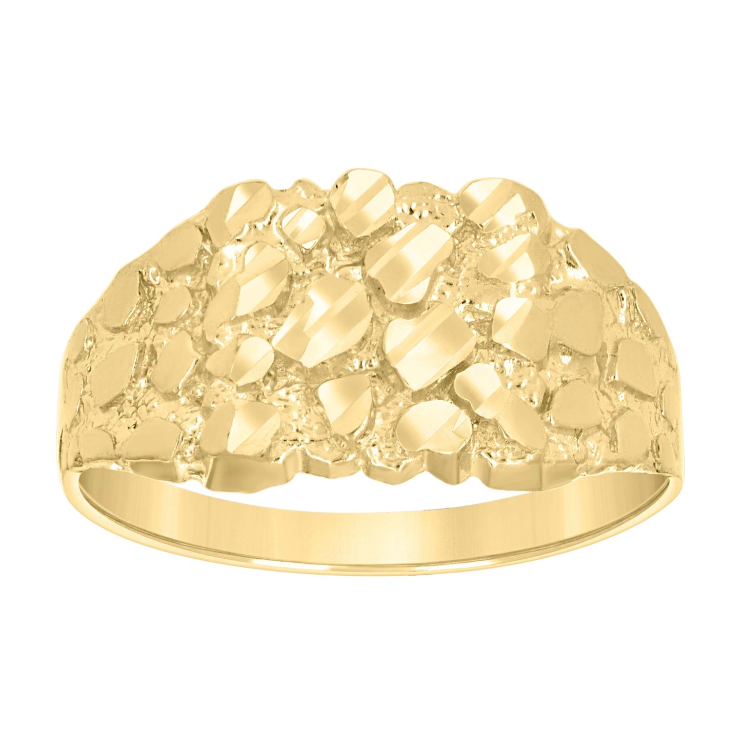10K Yellow Gold Unisex Diamond-cut Nugget Fashion Bridal Anniversary Wedding Engagement Band Ring