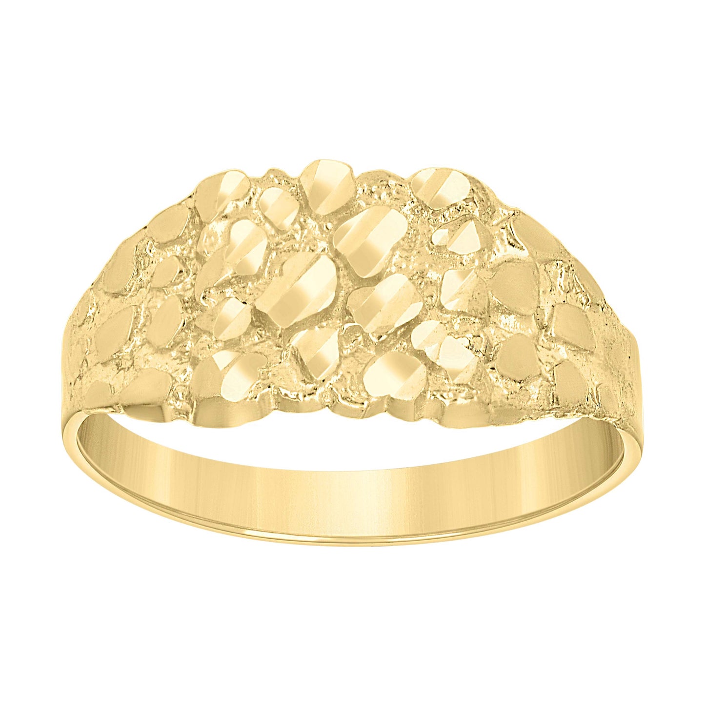 10K Yellow Gold Unisex Diamond-cut Nugget Fashion Bridal Anniversary Wedding Engagement Band Ring