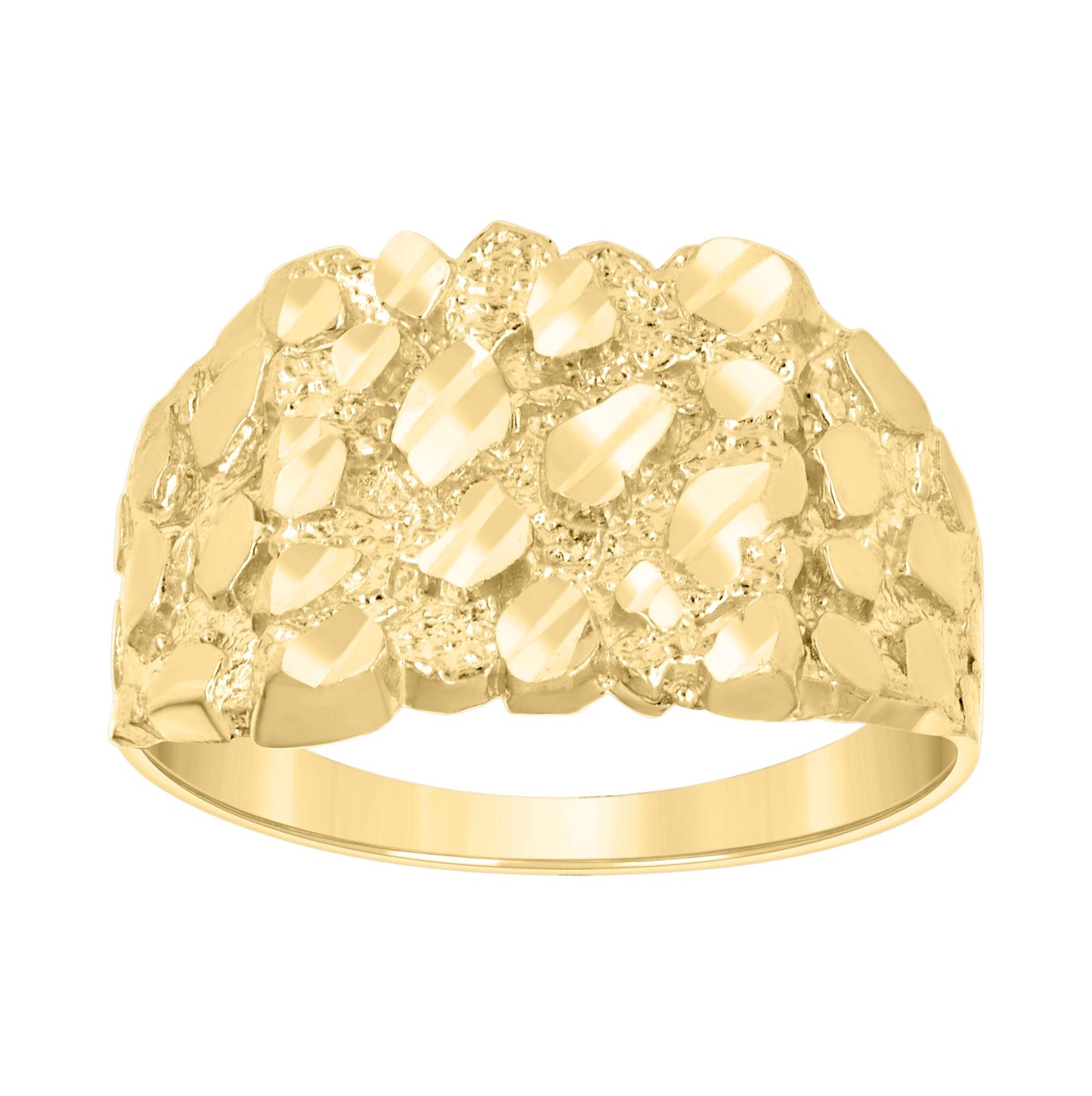 10K Yellow Gold Unisex Diamond-cut Nugget Fashion Bridal Anniversary Wedding Engagement Band Ring