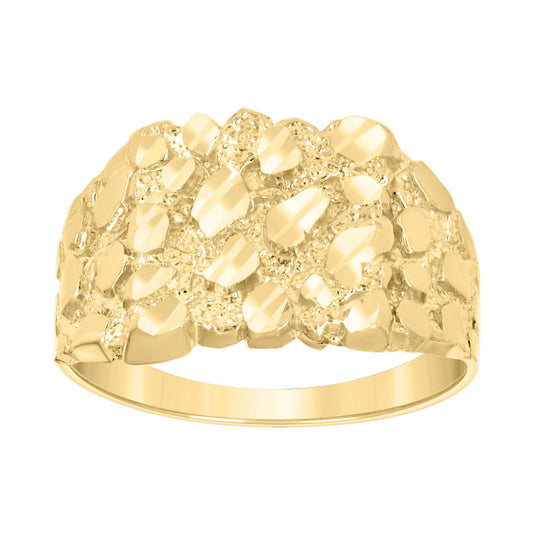 10K Yellow Gold Unisex Diamond-cut Nugget Fashion Bridal Anniversary Wedding Engagement Band Ring