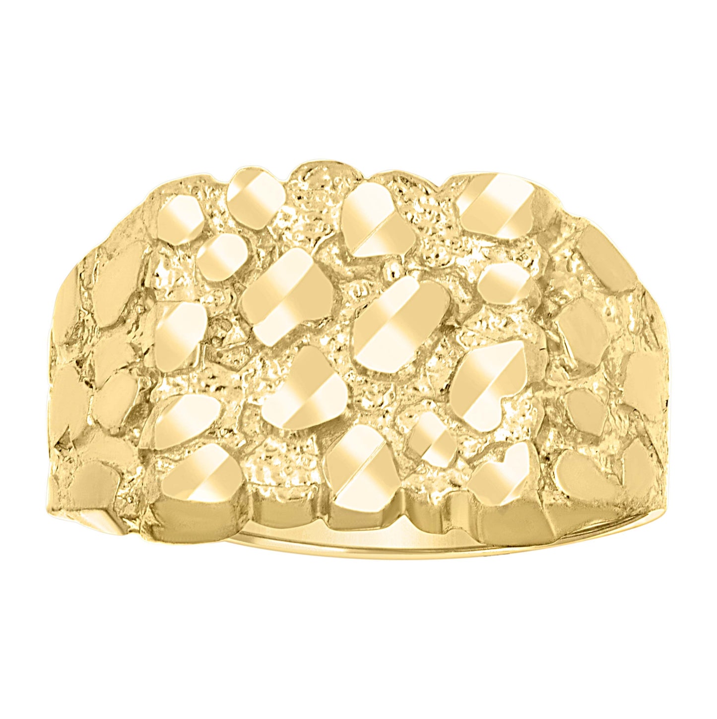 10K Yellow Gold Unisex Diamond-cut Nugget Fashion Bridal Anniversary Wedding Engagement Band Ring