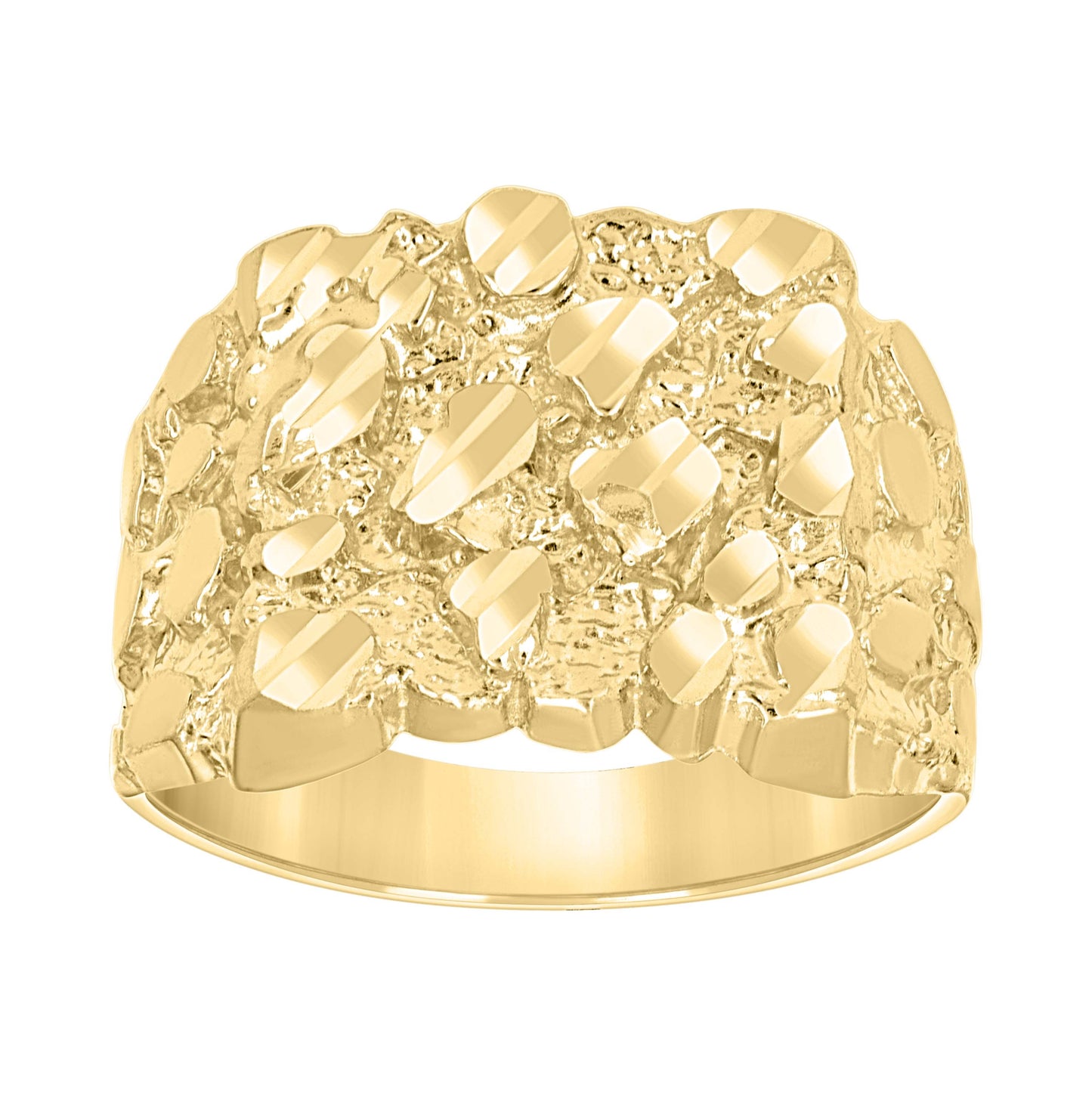 10K Yellow Gold Unisex Diamond-cut Nugget Fashion Bridal Anniversary Wedding Engagement Band Ring