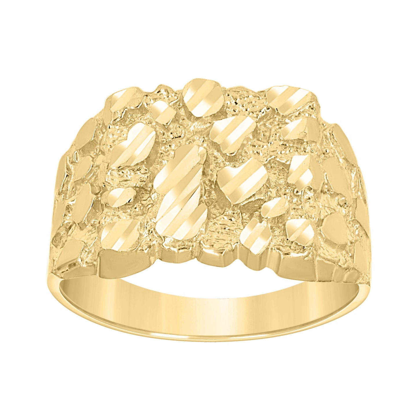 10K Yellow Gold Unisex Diamond-cut Nugget Fashion Bridal Anniversary Wedding Engagement Band Ring