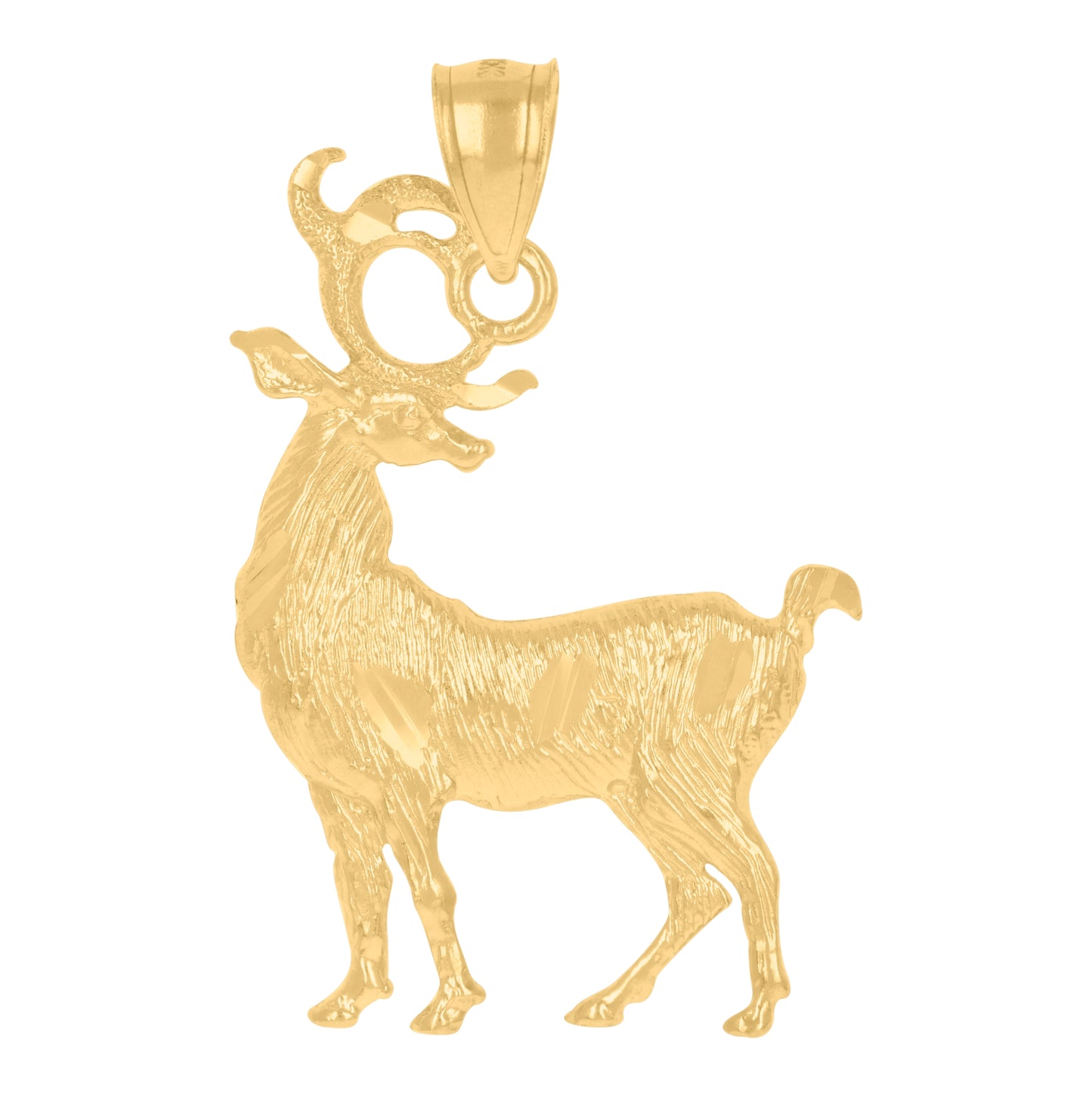 10K Yellow Gold Womens Mens Unisex Deer Animal Charm Pendant