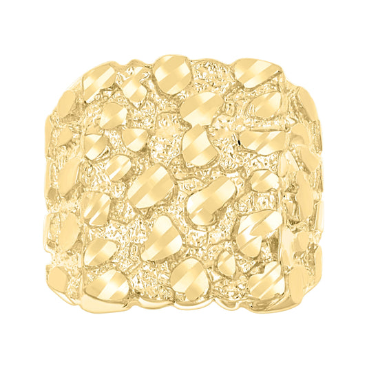 10K Yellow Gold Mens Nugget Fashion Ring Size 11