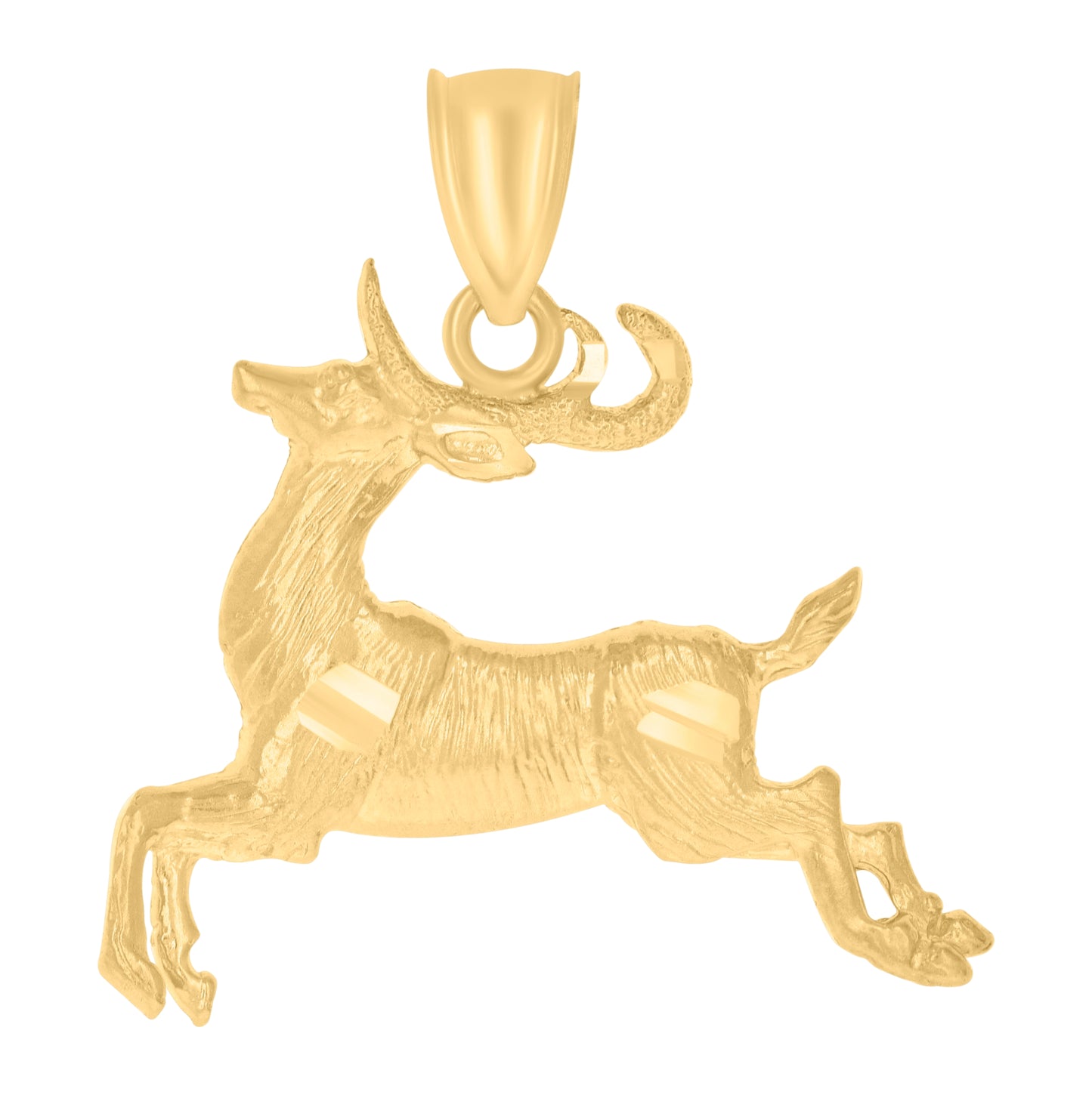 10K Yellow Gold Womens Mens Unisex Deer Animal Charm Pendant