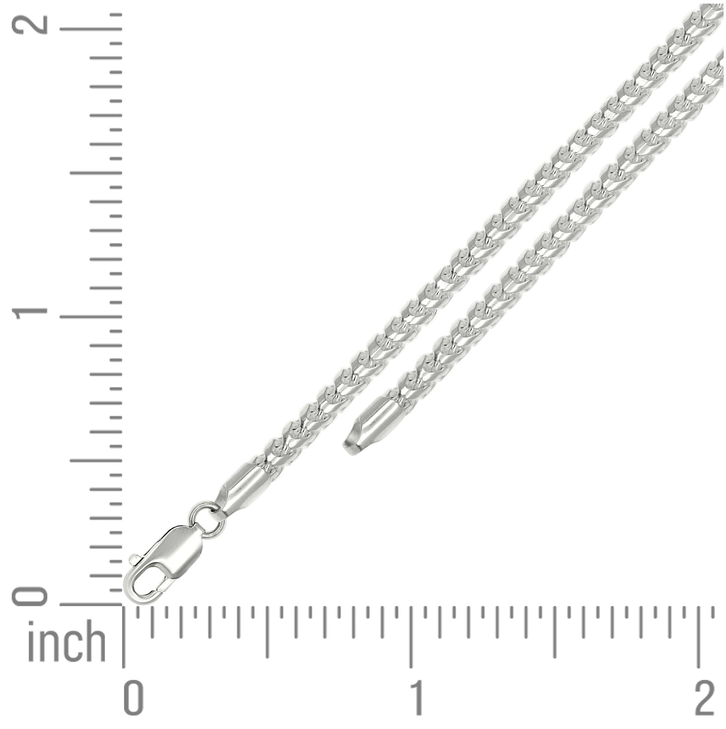 Sterling Silver Or Rhodium Plated Solid Franco Chain