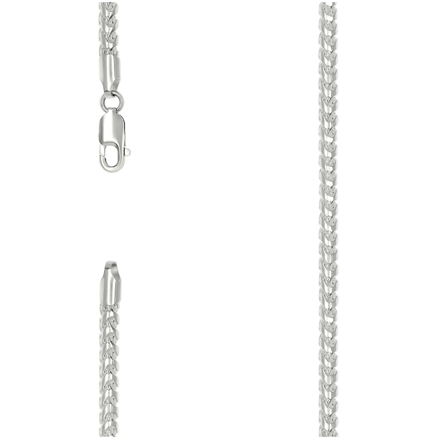 Sterling Silver Or Rhodium Plated Solid Franco Chain