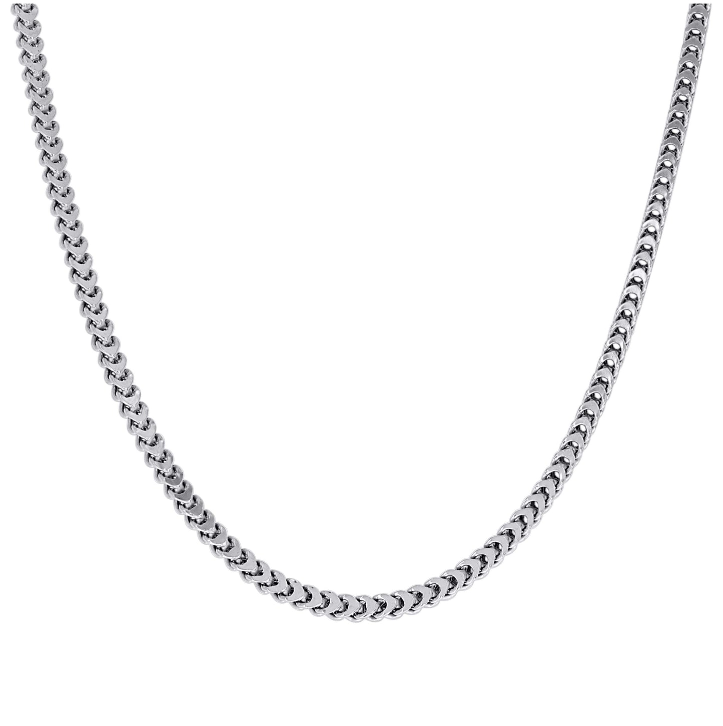 Sterling Silver Or Rhodium Plated Hollow Franco Chain