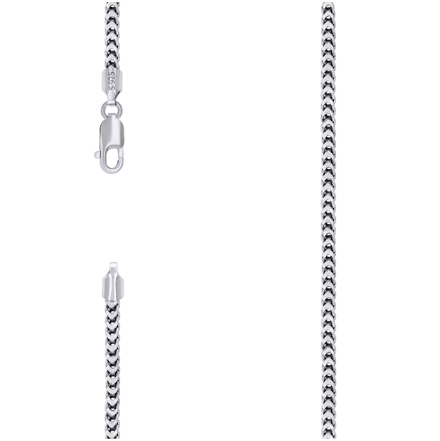 Sterling Silver Or Rhodium Plated Hollow Franco Chain