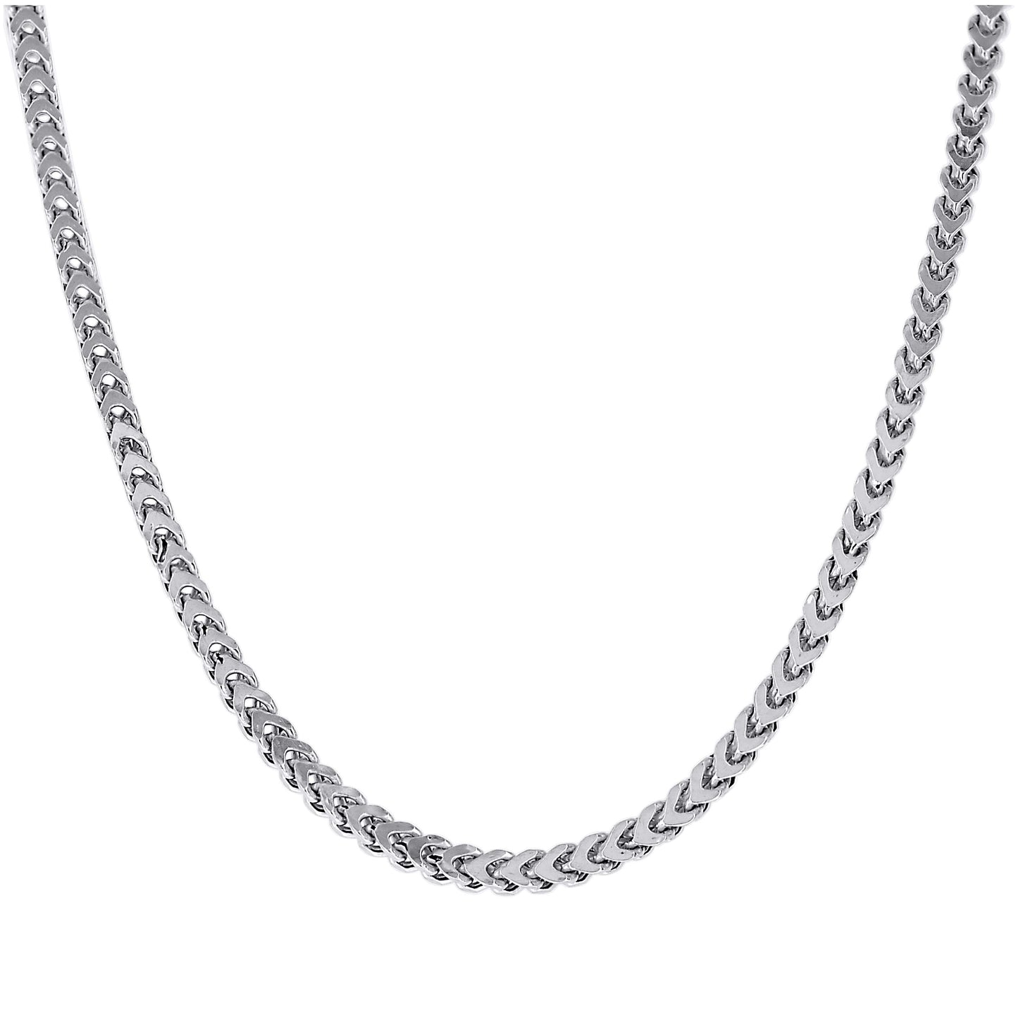 Sterling Silver Or Rhodium Plated Hollow Franco Chain