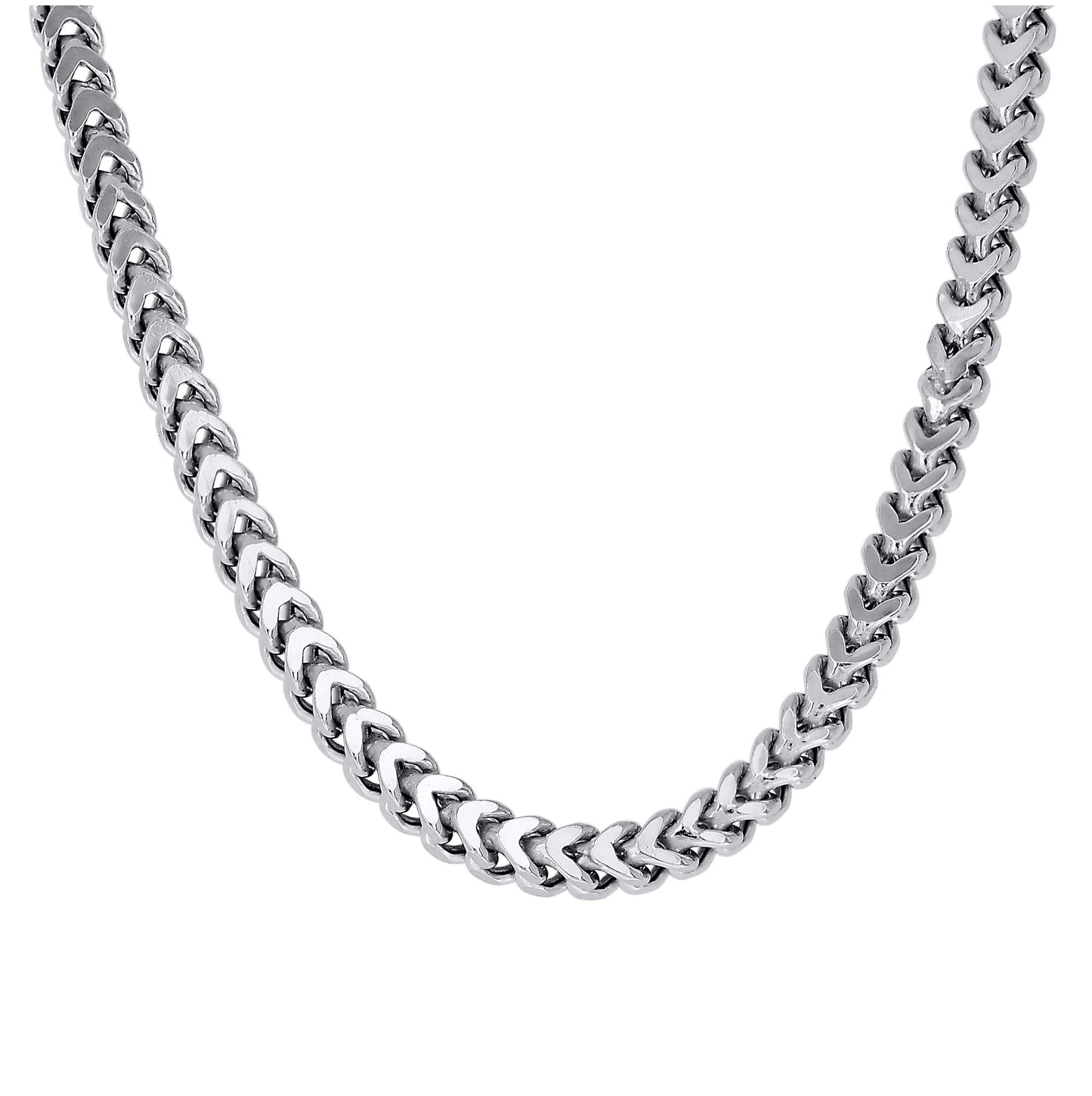 Sterling Silver Or Rhodium Plated Hollow Franco Chain