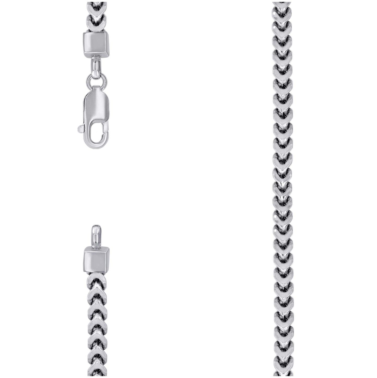 Sterling Silver Or Rhodium Plated Hollow Franco Chain