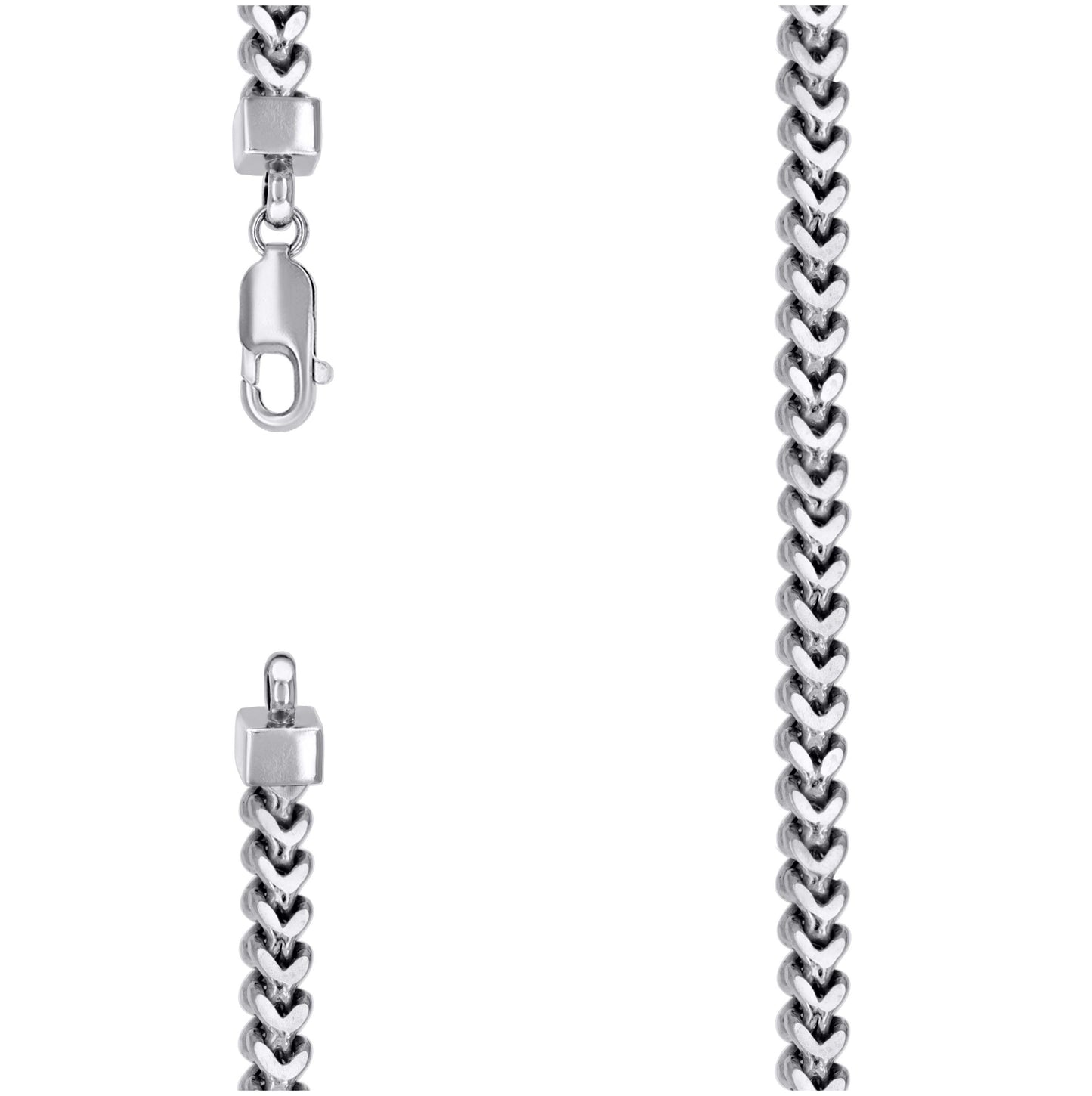 Sterling Silver Or Rhodium Plated Hollow Franco Chain