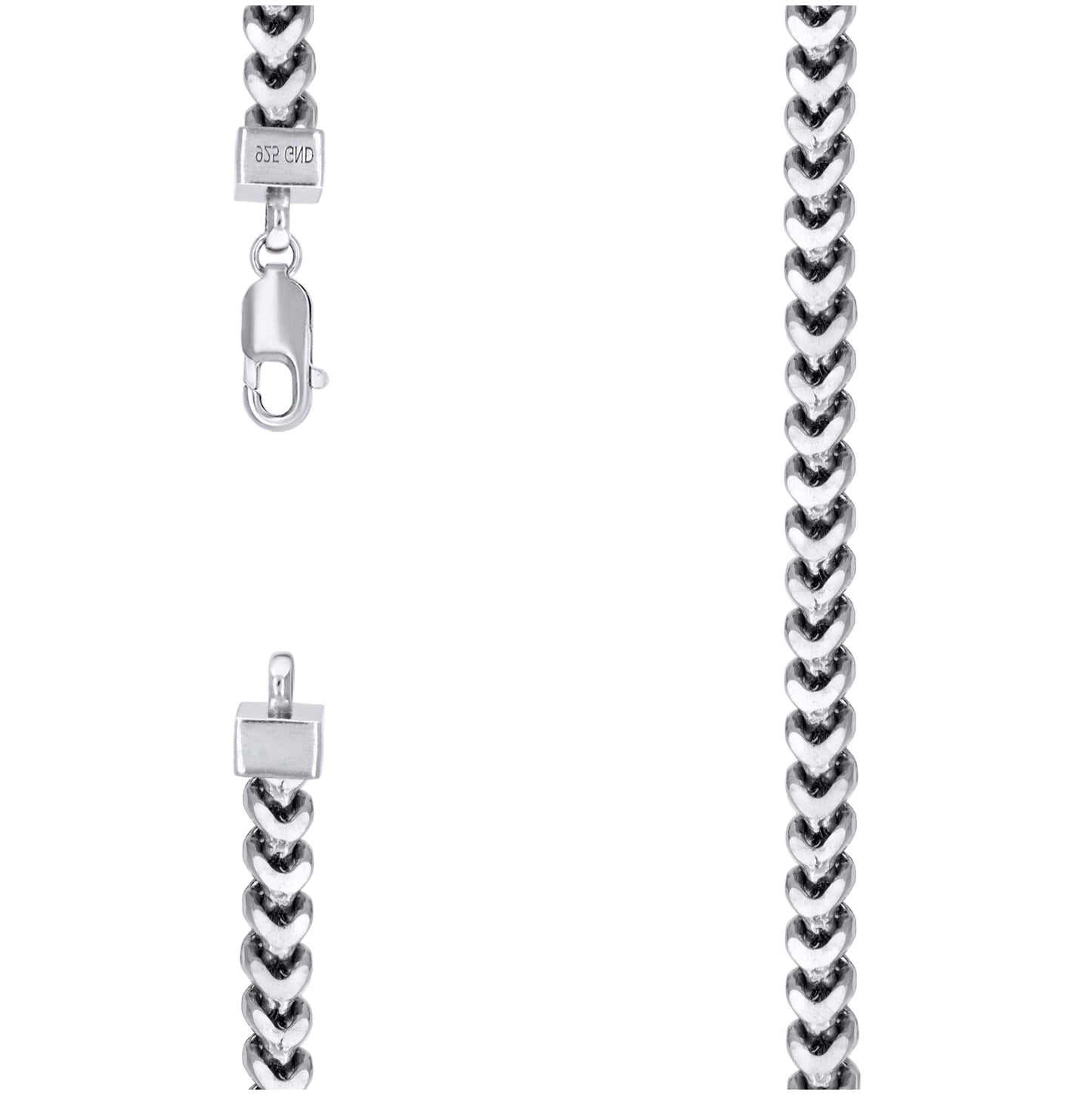 Sterling Silver Or Rhodium Plated Hollow Franco Chain